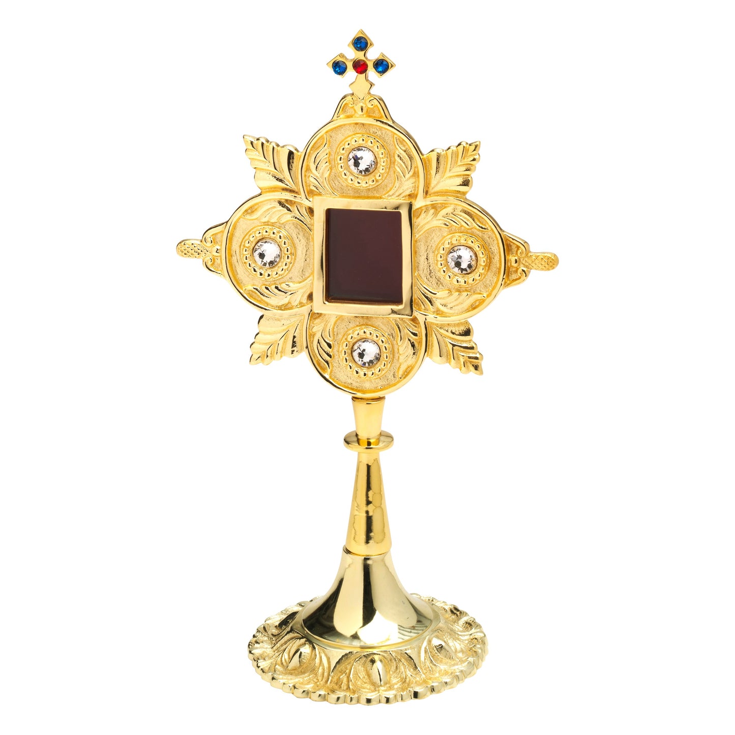 Reliquiario dorato con pietre H 25 cm