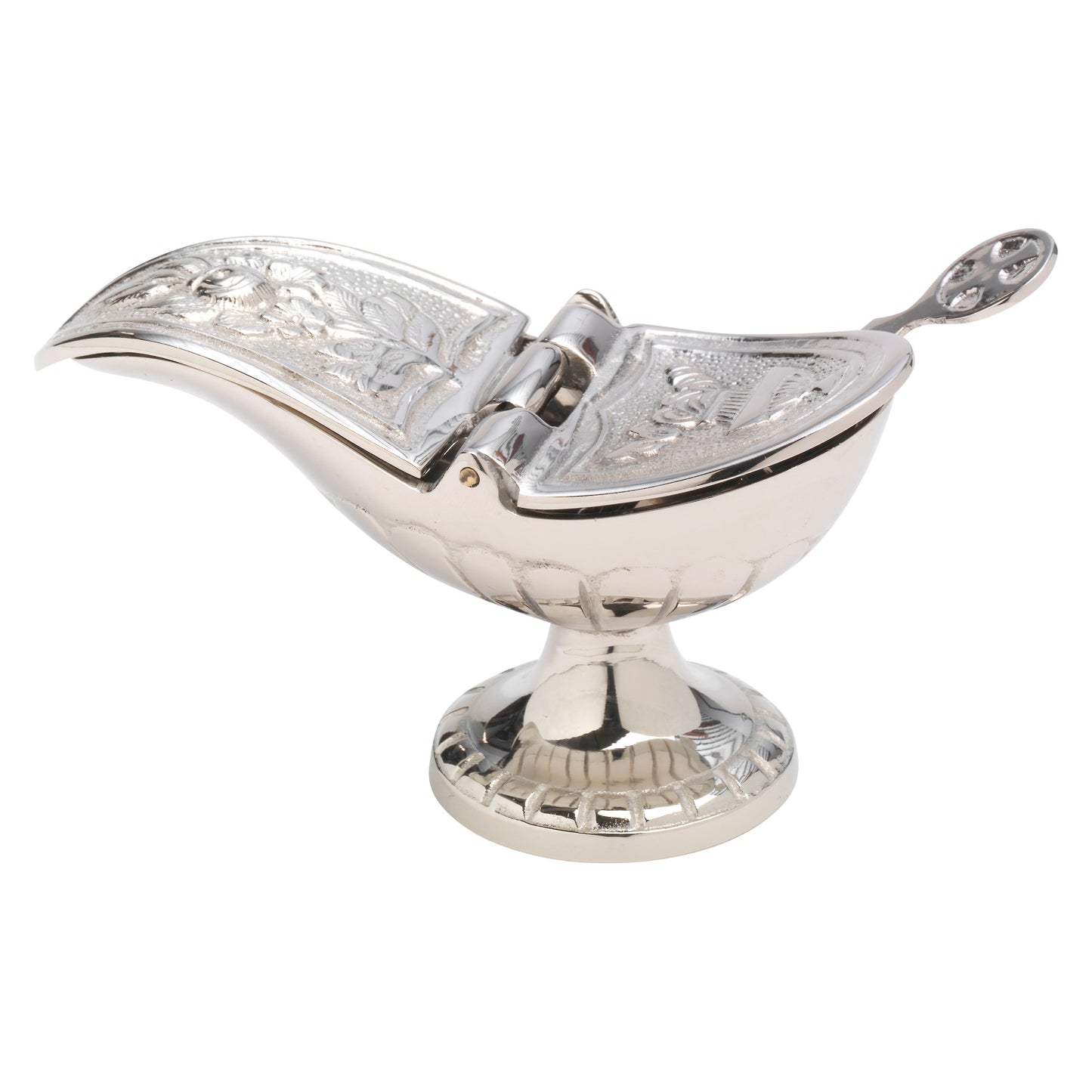 Navetta placcato nickel con cucchiaino L 13 H 7 cm