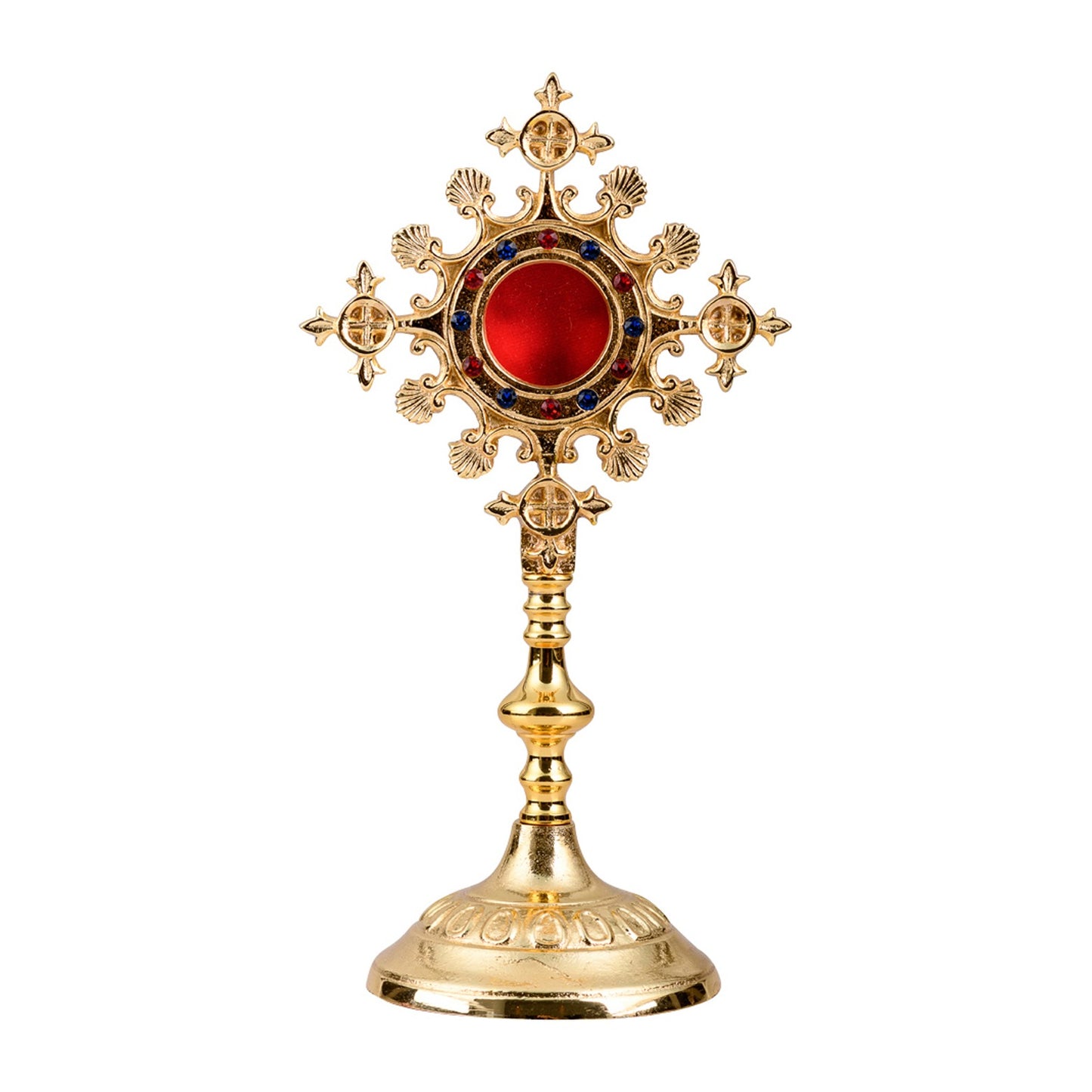 Reliquiario dorato con pietre H 25 cm