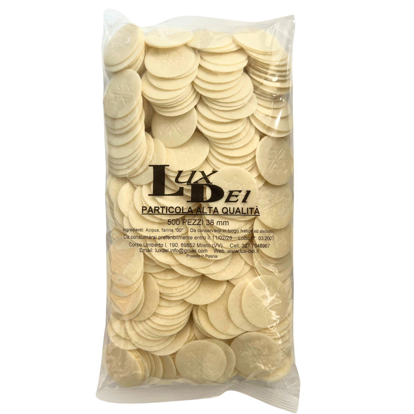 Particole liturgiche tradizionali con bordo chiuso da 38mm (500pz)