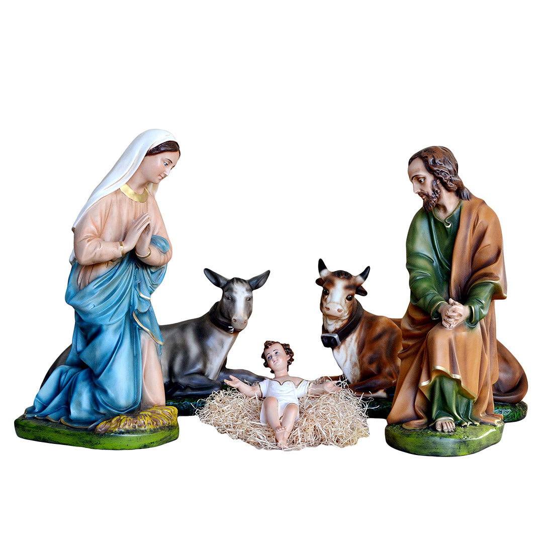 Natività 5 Pezzi con Sacra Famiglia più bue e asino - Diverse varianti