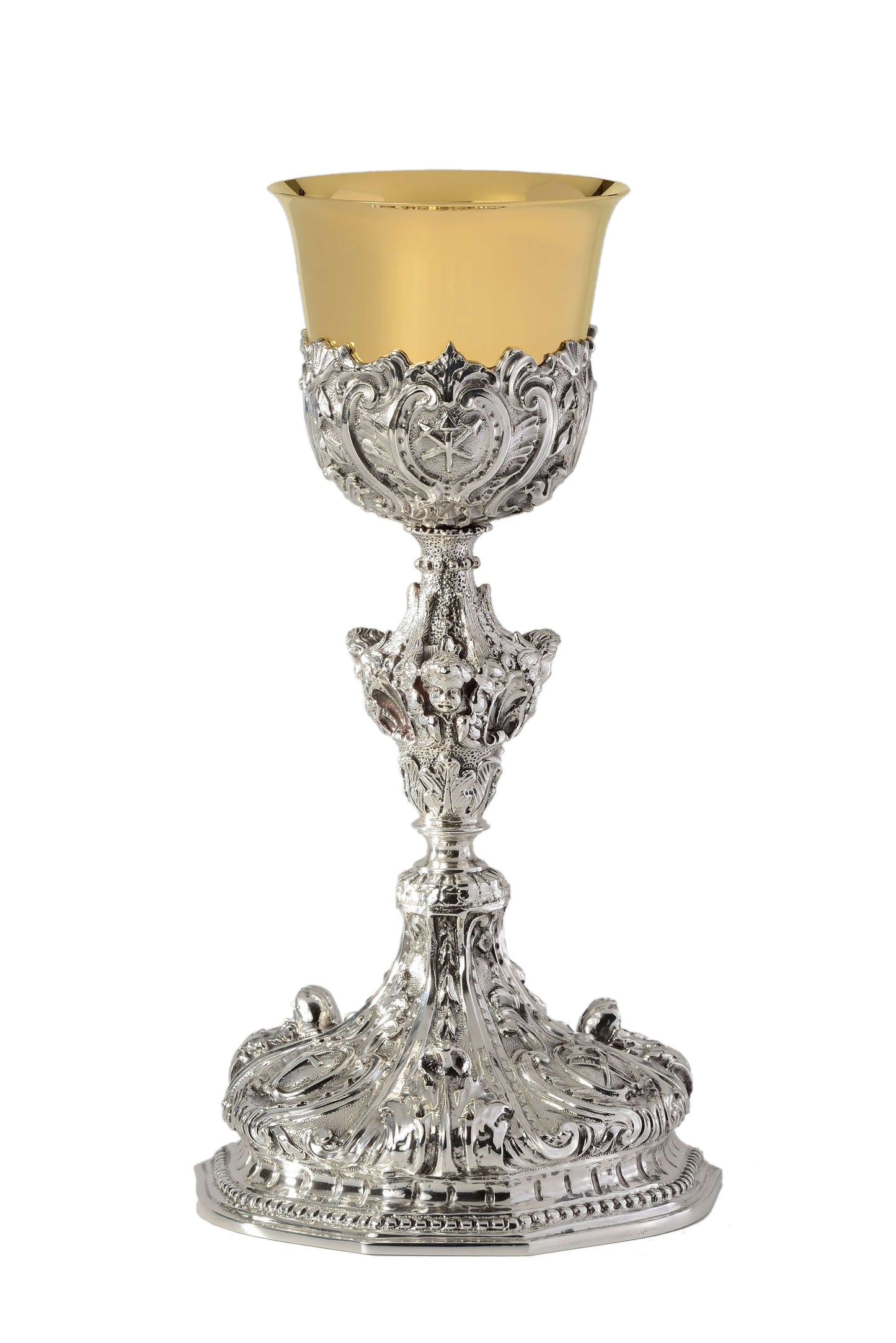 Calice in Ottone Cesellato Passione e Corona di Spine - Lux Dei - Vendita Articoli Religiosi