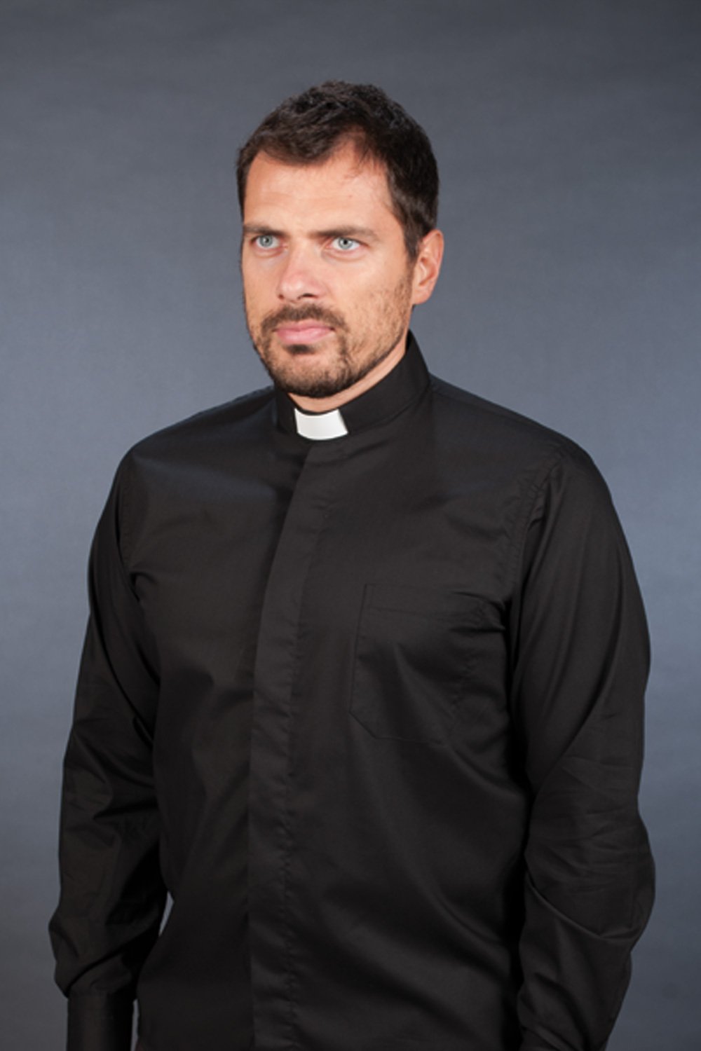 Camicia clergyman diagonale nero - luxdei.it