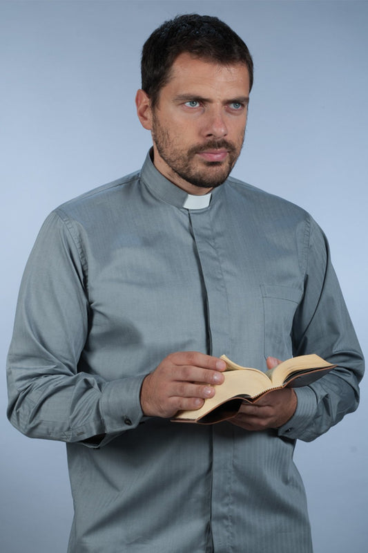 Camicia clergyman spigato grigio - luxdei.it