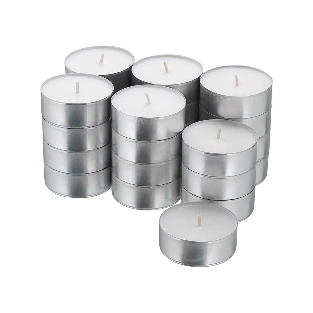 Candele tealight trasparenti – Set di 36 lumini non profumati 40×25 mm –  Durata 8 ore – Horeca Candles Italia