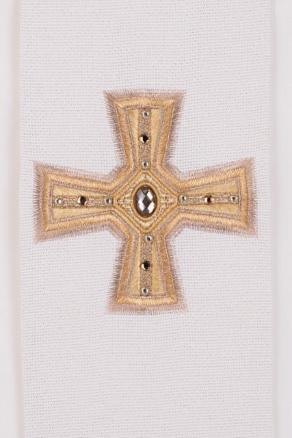 Casula con croci ricamate e decorate bianca - luxdei.it