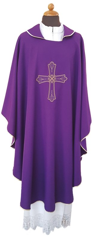 Casula con ricamo croce - fiore sul davanti e sul retro - luxdei.it