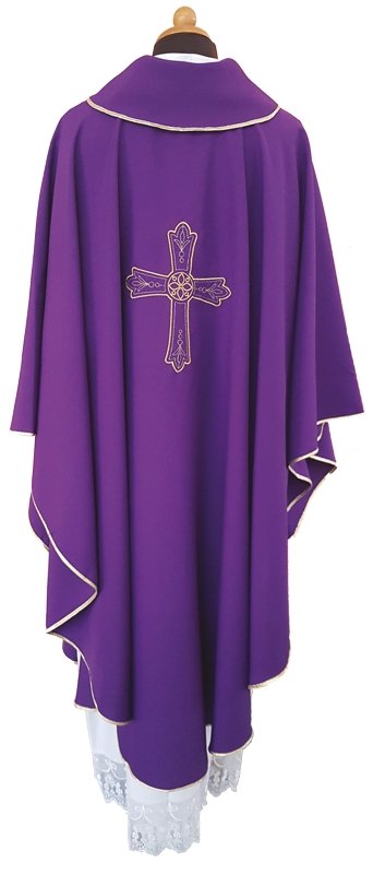 Casula con ricamo croce - fiore sul davanti e sul retro - luxdei.it