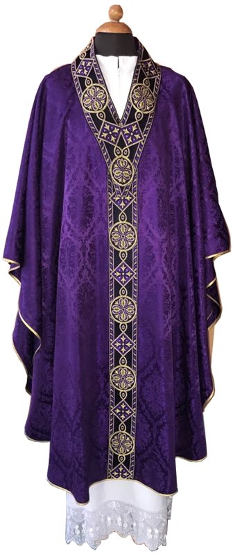 Casula damascata con particolare scollatura - luxdei.it