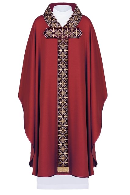 Casula ricamata e decorata rossa - luxdei.it