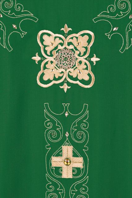 Casula ricamata e riccamente decorata verde - luxdei.it