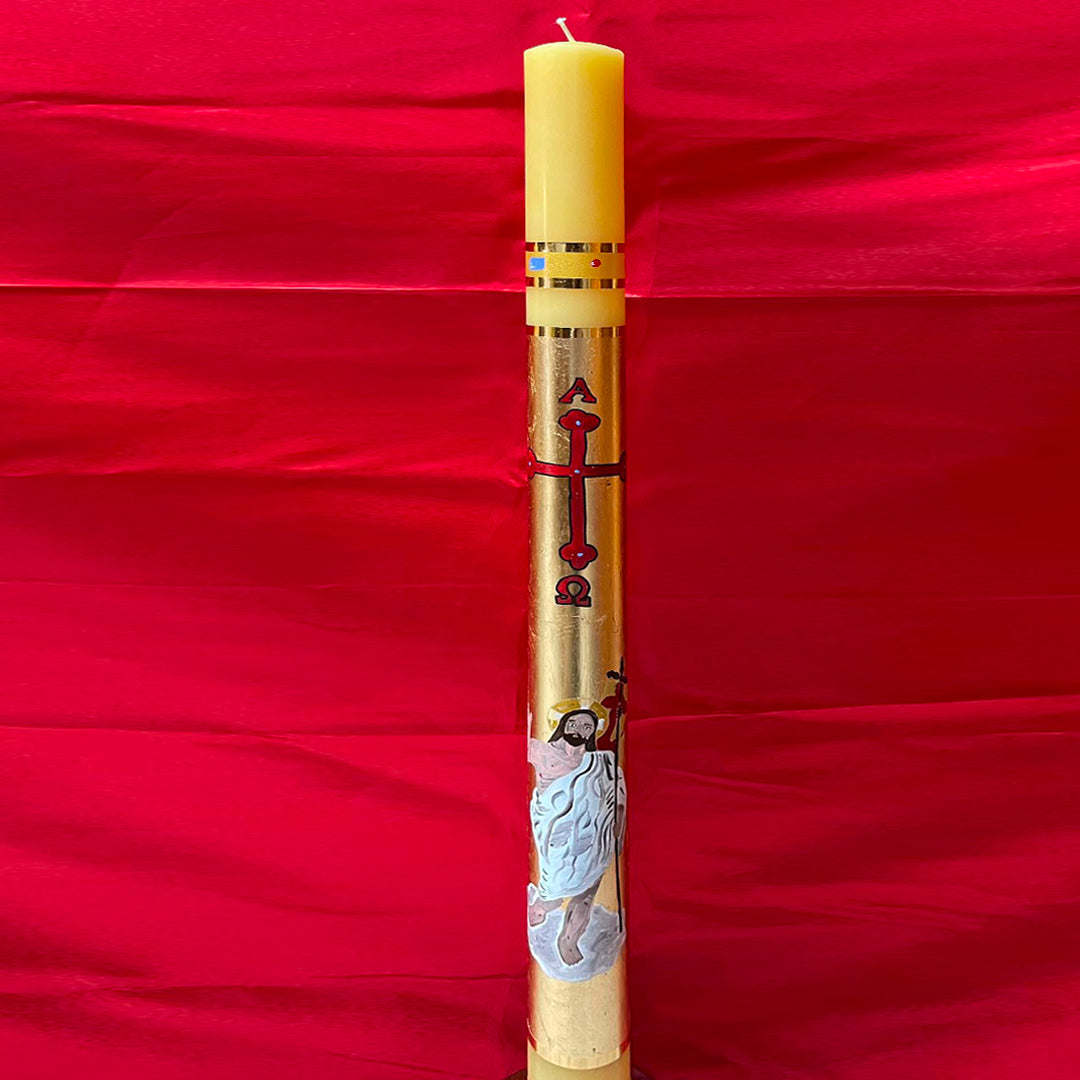 Cero Pasquale in cera d'api con Foglia Oro - 80x120cm