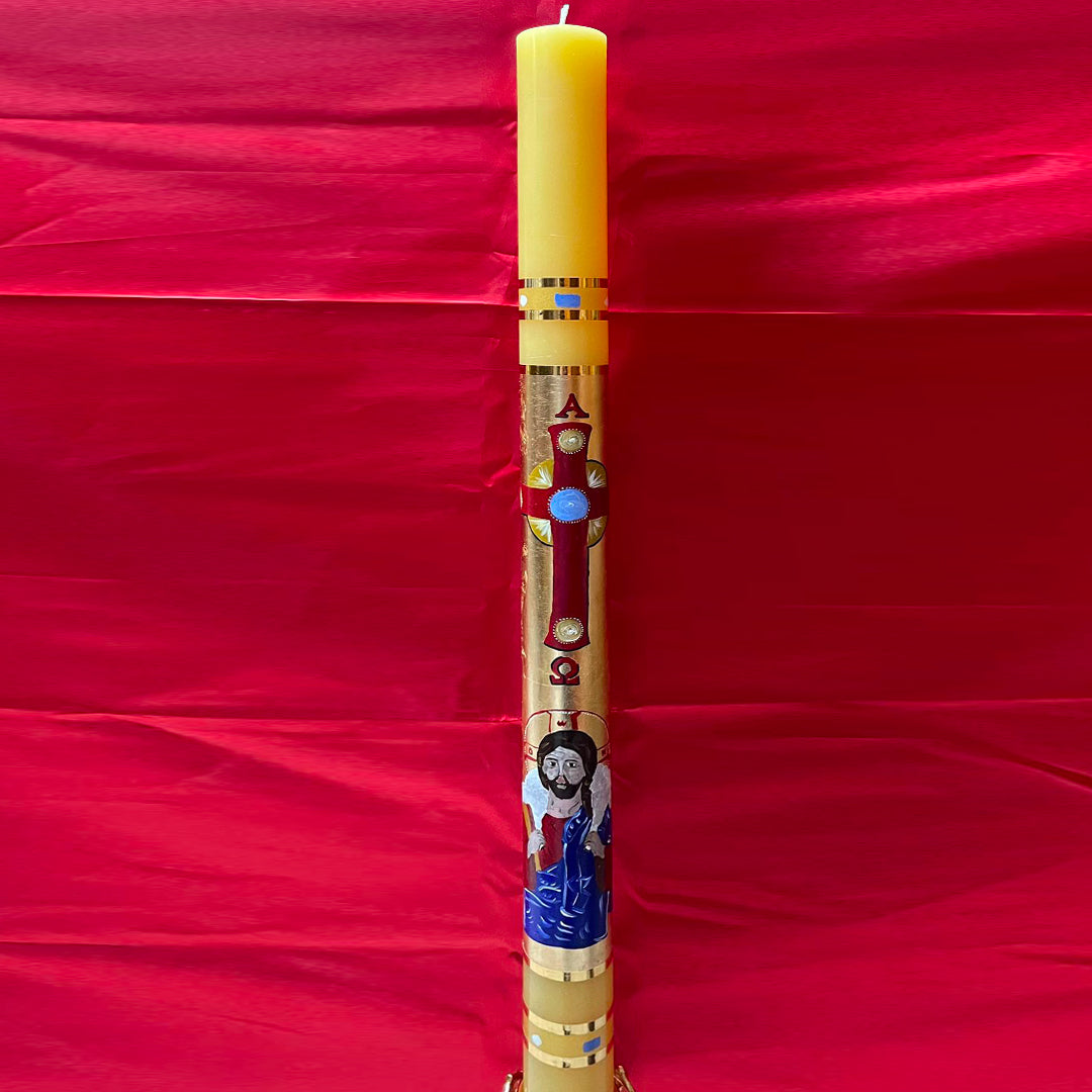 Cero Pasquale in cera d'api con Foglia Oro - 80x120cm