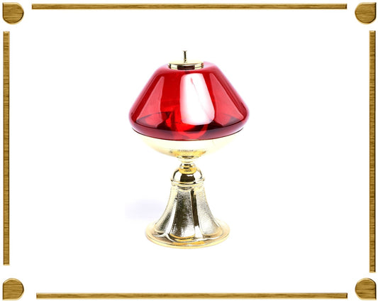 Lampada rossa art. 1491 su base dorata - luxdei.it