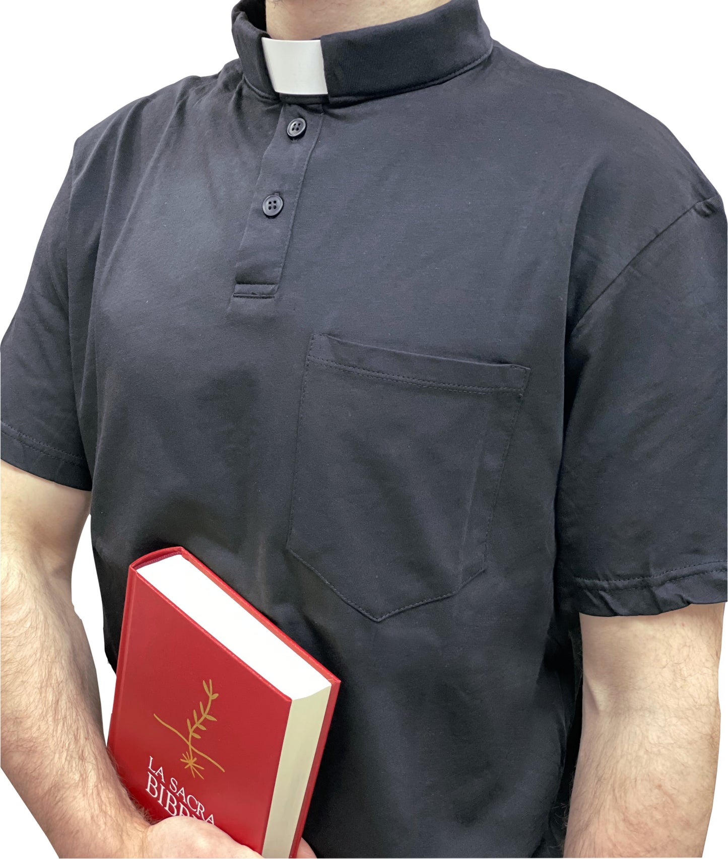 Polo Clergyman Sacerdote Cotone 100% - Nera - luxdei.it