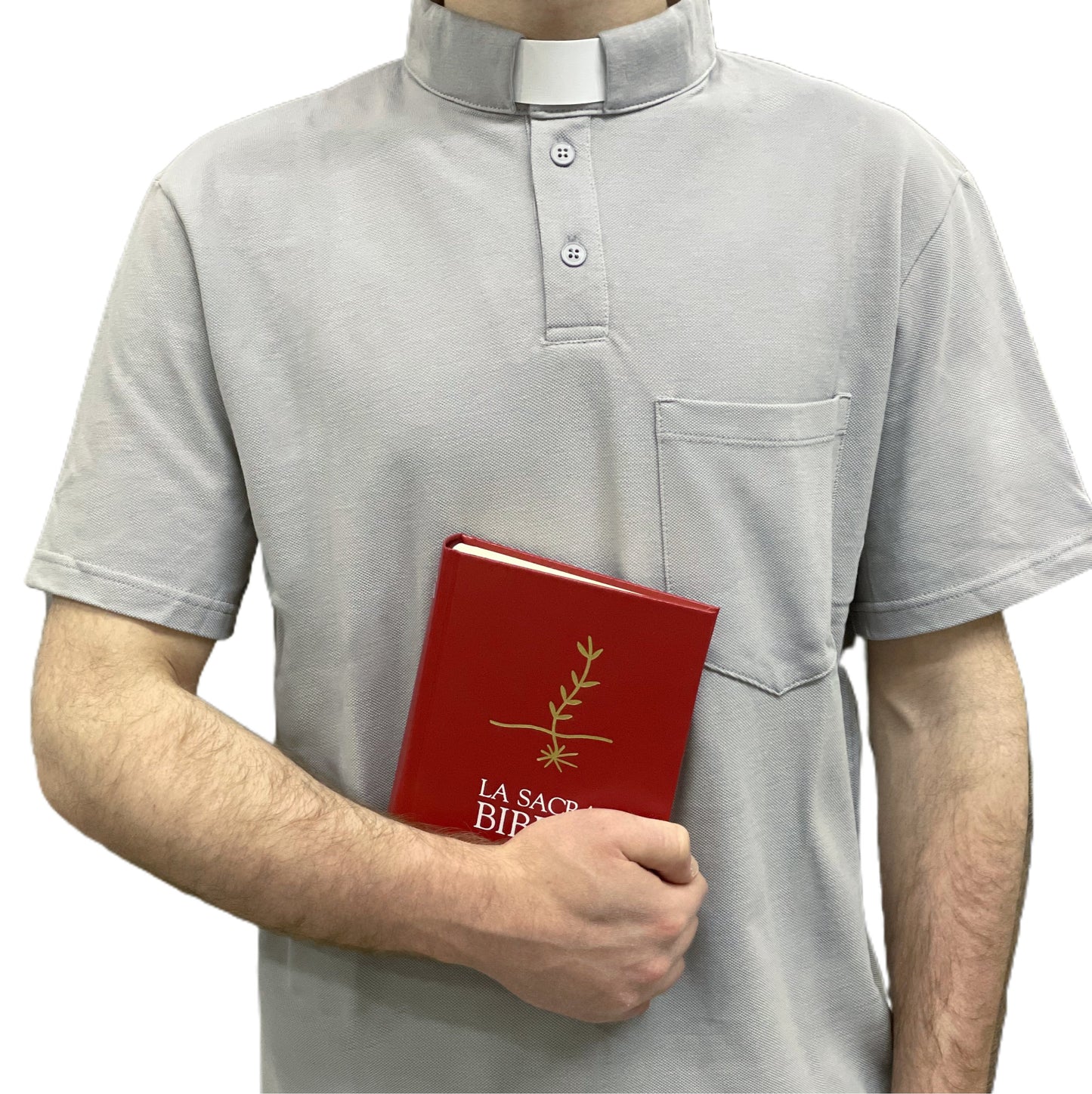 Polo Clergyman Sacerdote Cotone Piquet - Grigio Chiaro - luxdei.it