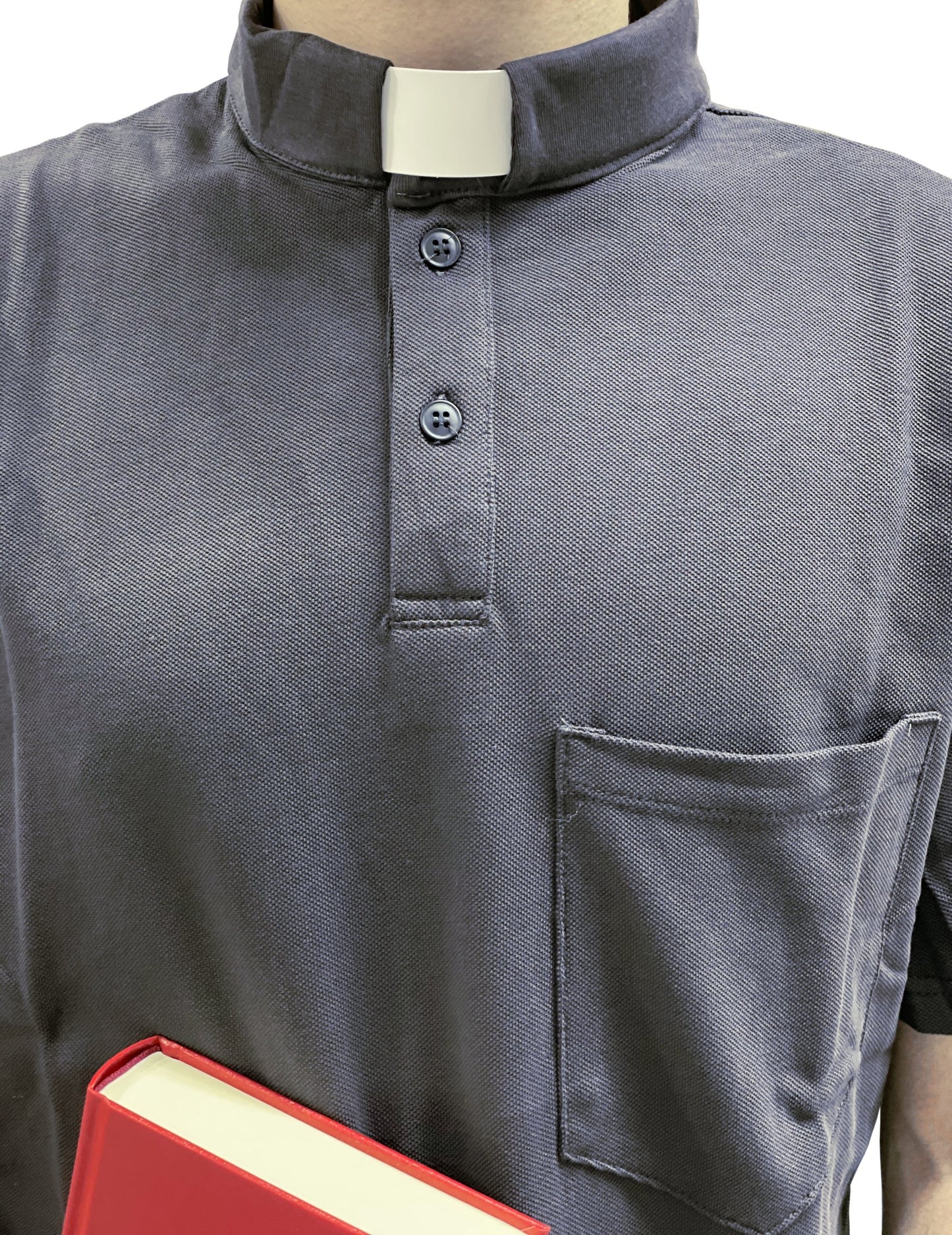 Polo Clergyman Sacerdote Cotone Piquet - Grigio Scuro - luxdei.it
