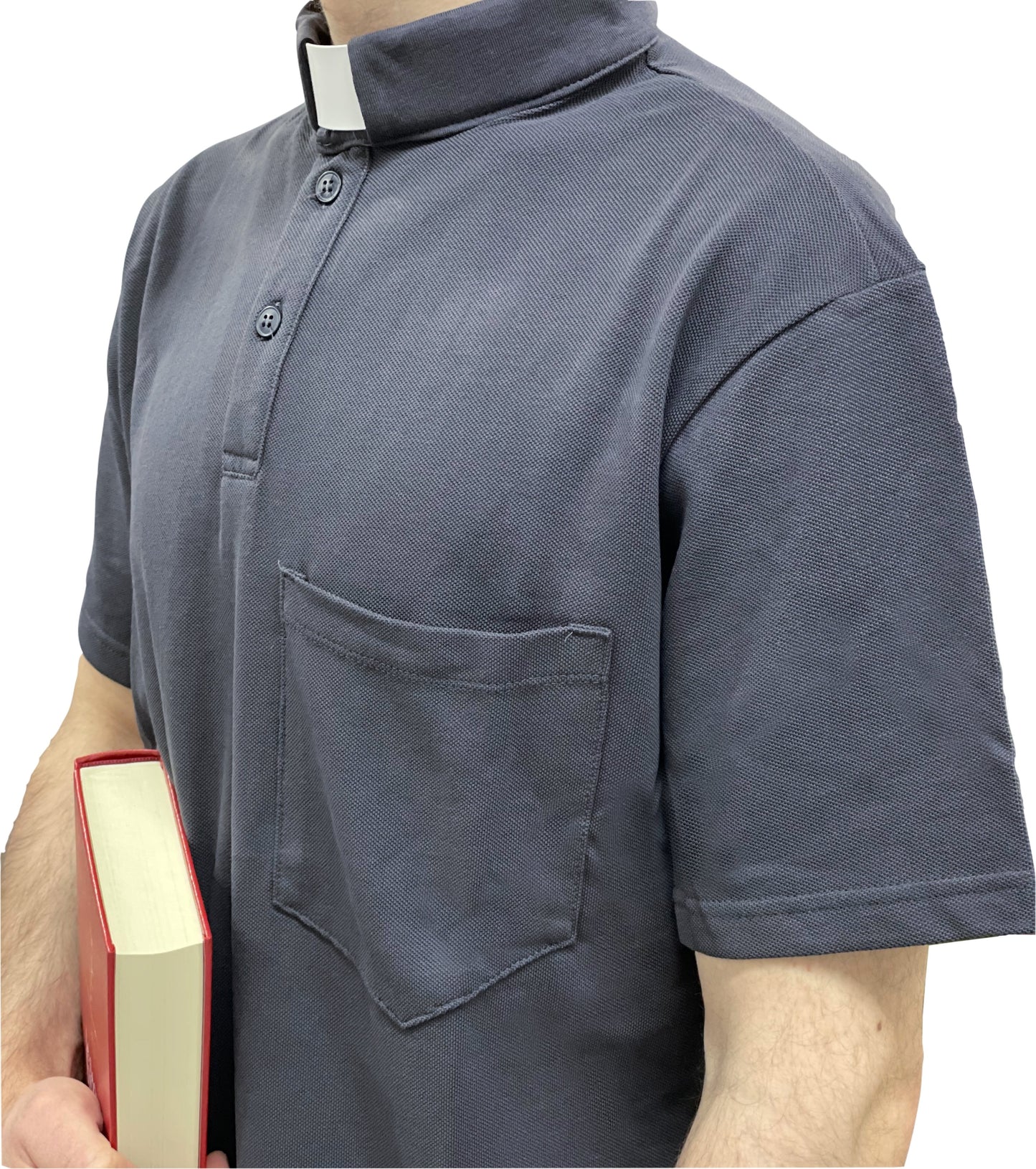 Polo Clergyman Sacerdote Cotone Piquet - Grigio Scuro - luxdei.it