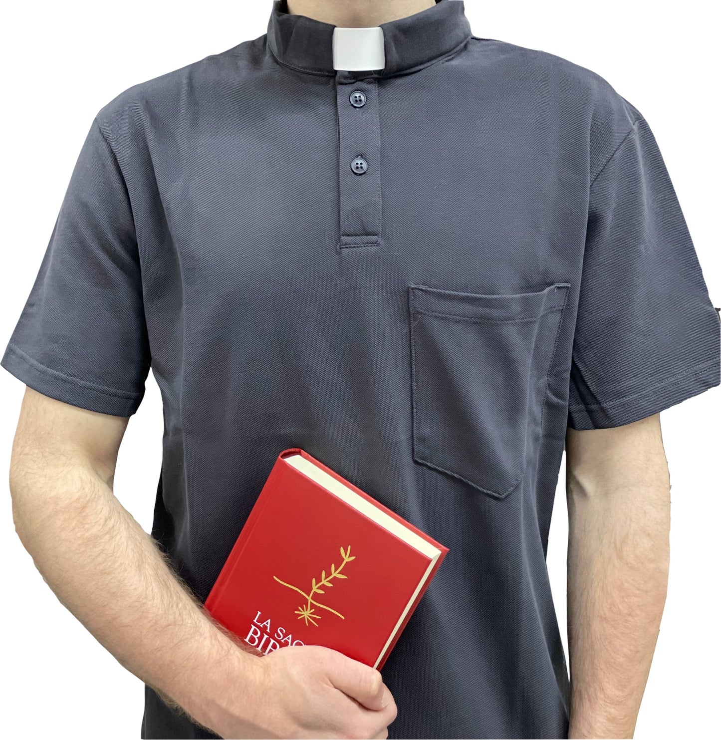 Polo Clergyman Sacerdote Cotone Piquet - Grigio Scuro - luxdei.it