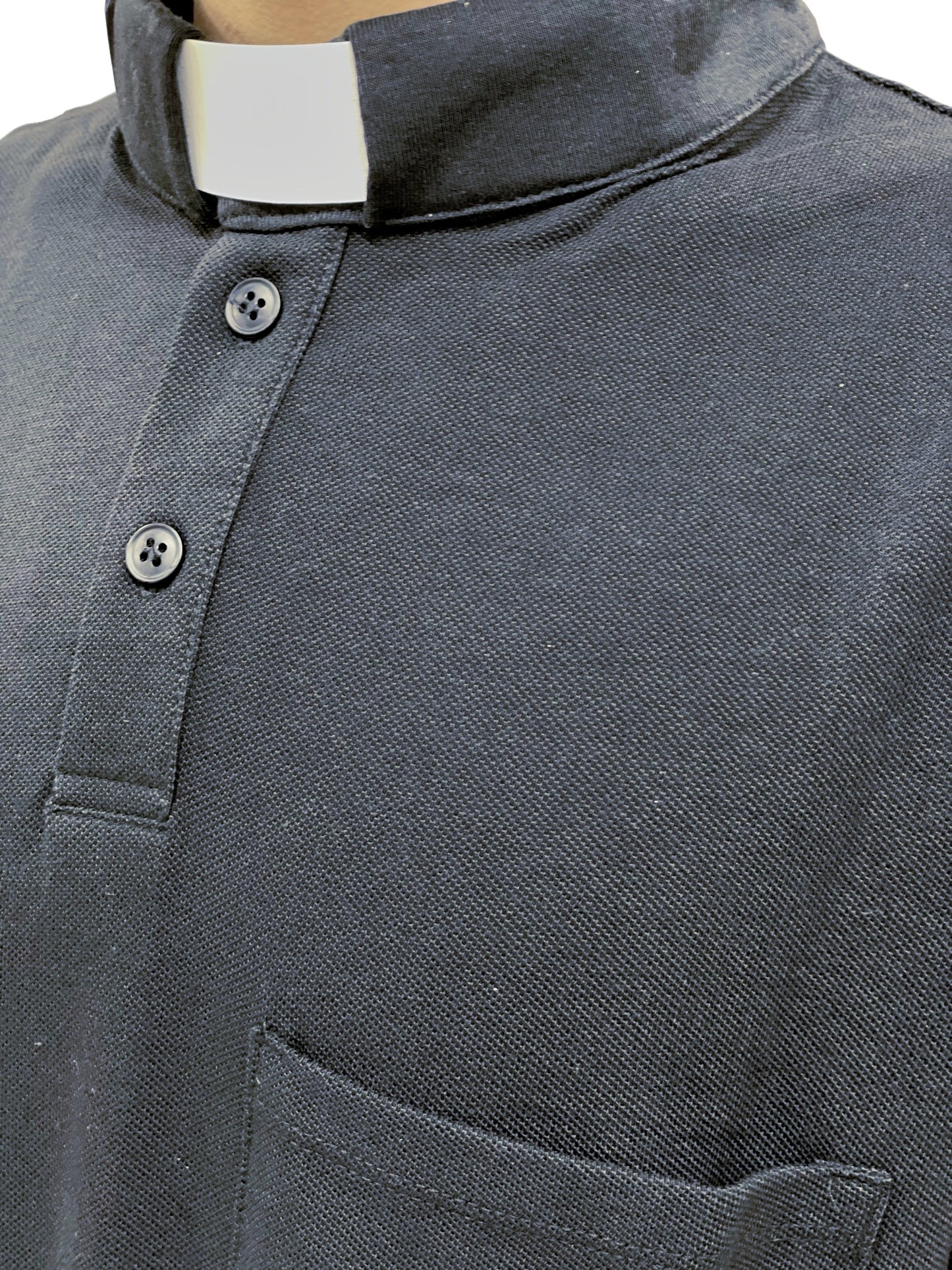 Polo Clergyman Sacerdote Cotone Piquet - Nera - luxdei.it