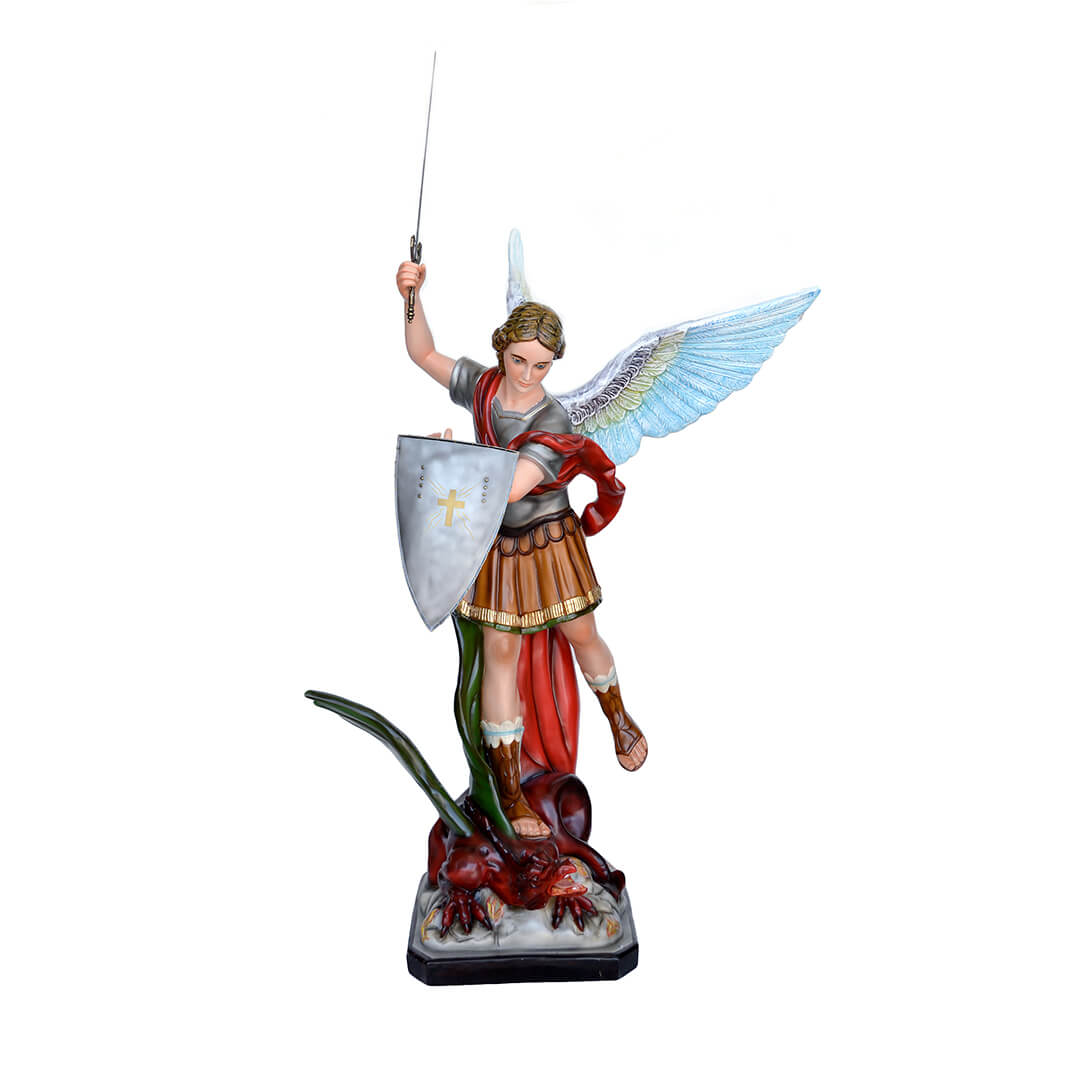Statua San Michele, ali aperte con scudo e spada - 120cm - Lux Dei - Vendita Articoli Religiosi