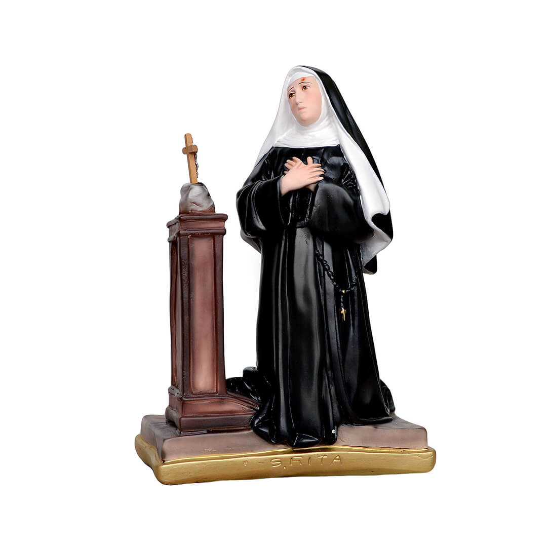 Statua Santa Rita in ginocchio - 40cm - Lux Dei - Vendita Articoli Religiosi