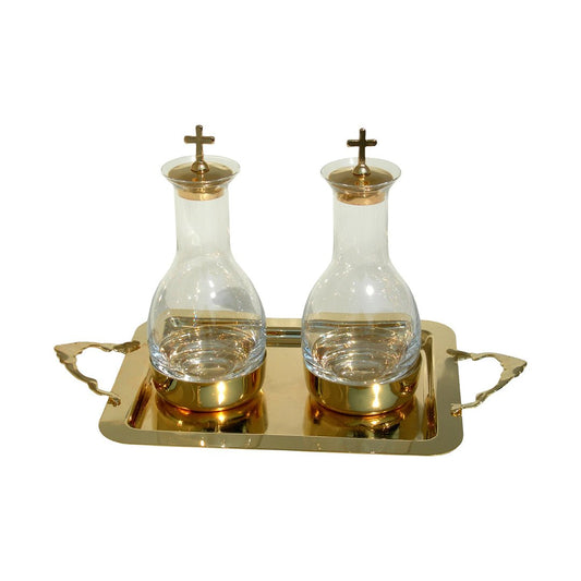 Vassoio color oro con bottiglie grandi - Lux Dei - Vendita Articoli Religiosi