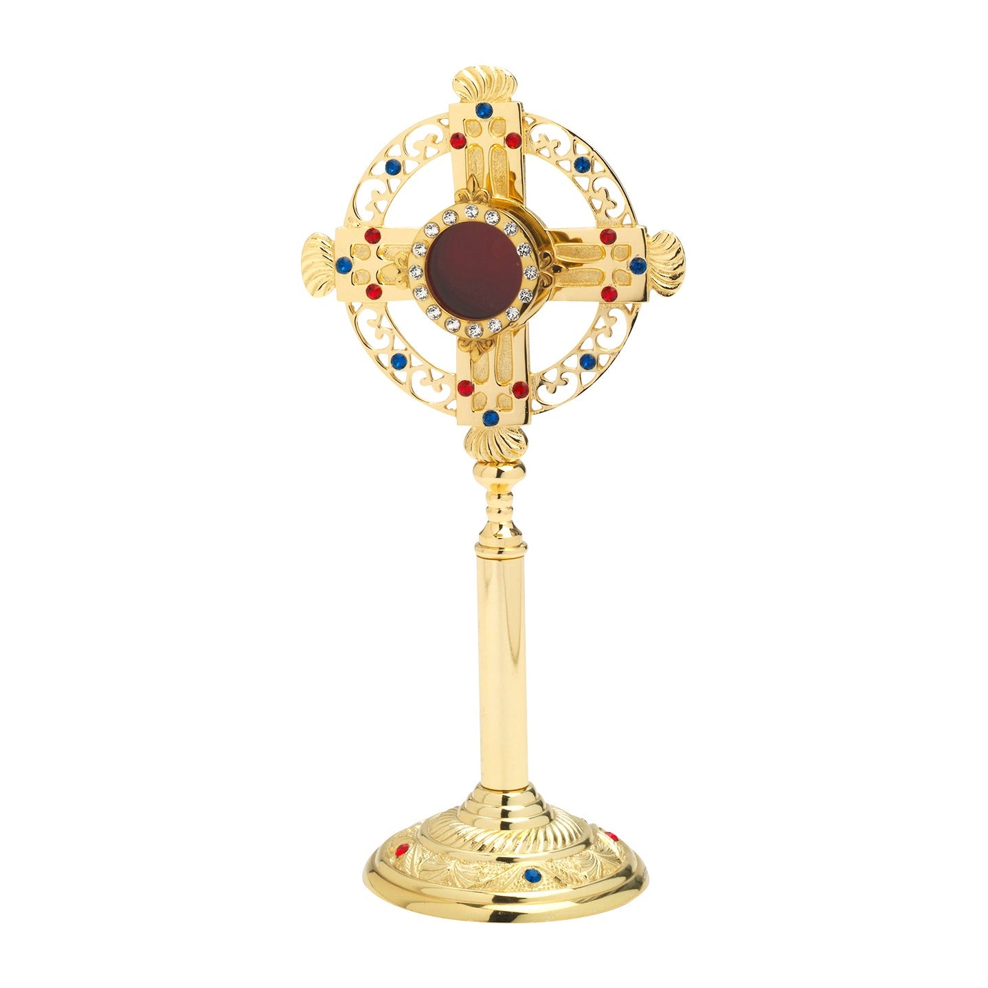 Reliquiario dorato con pietre H 26 cm