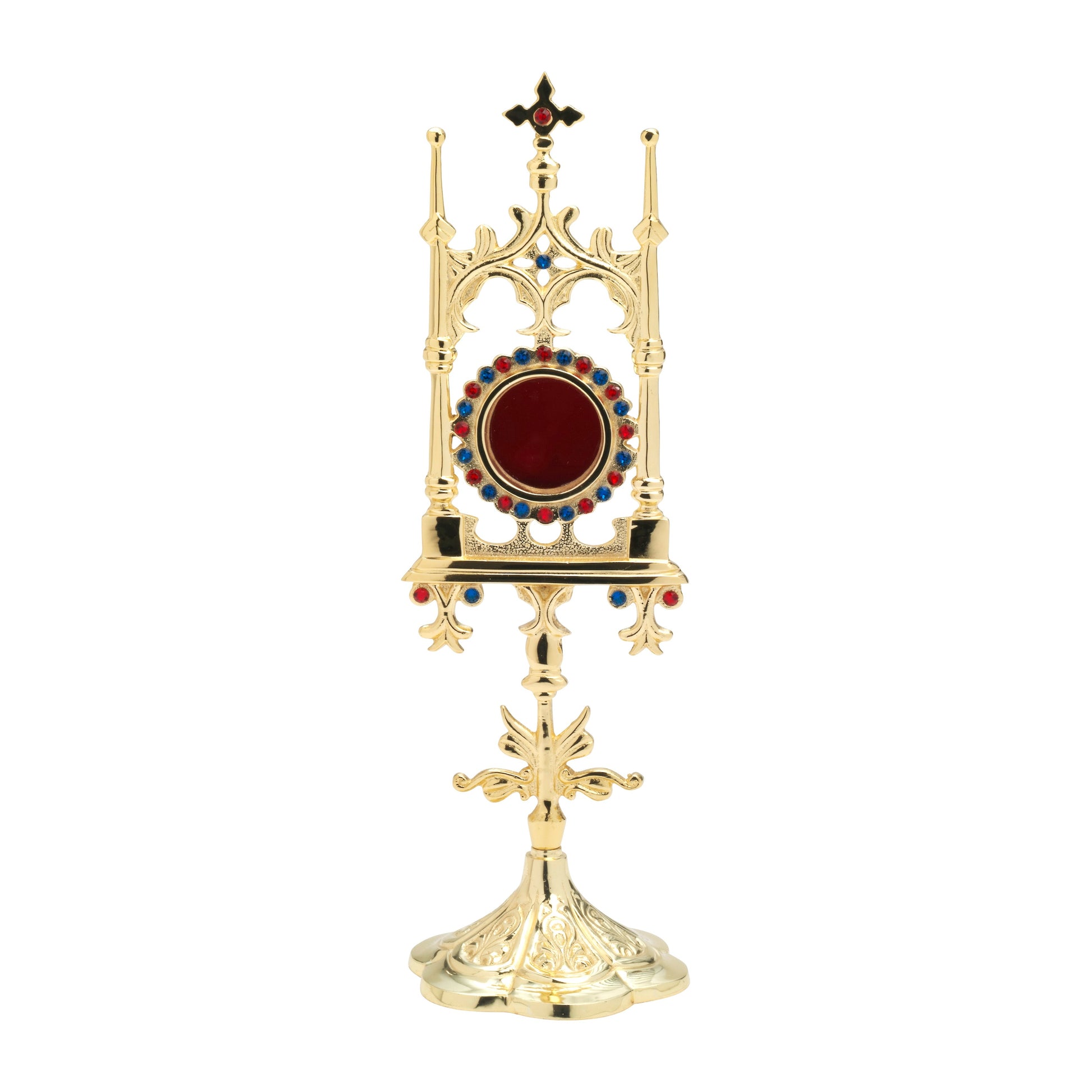 Reliquiario dorato con pietre H 31 cm
