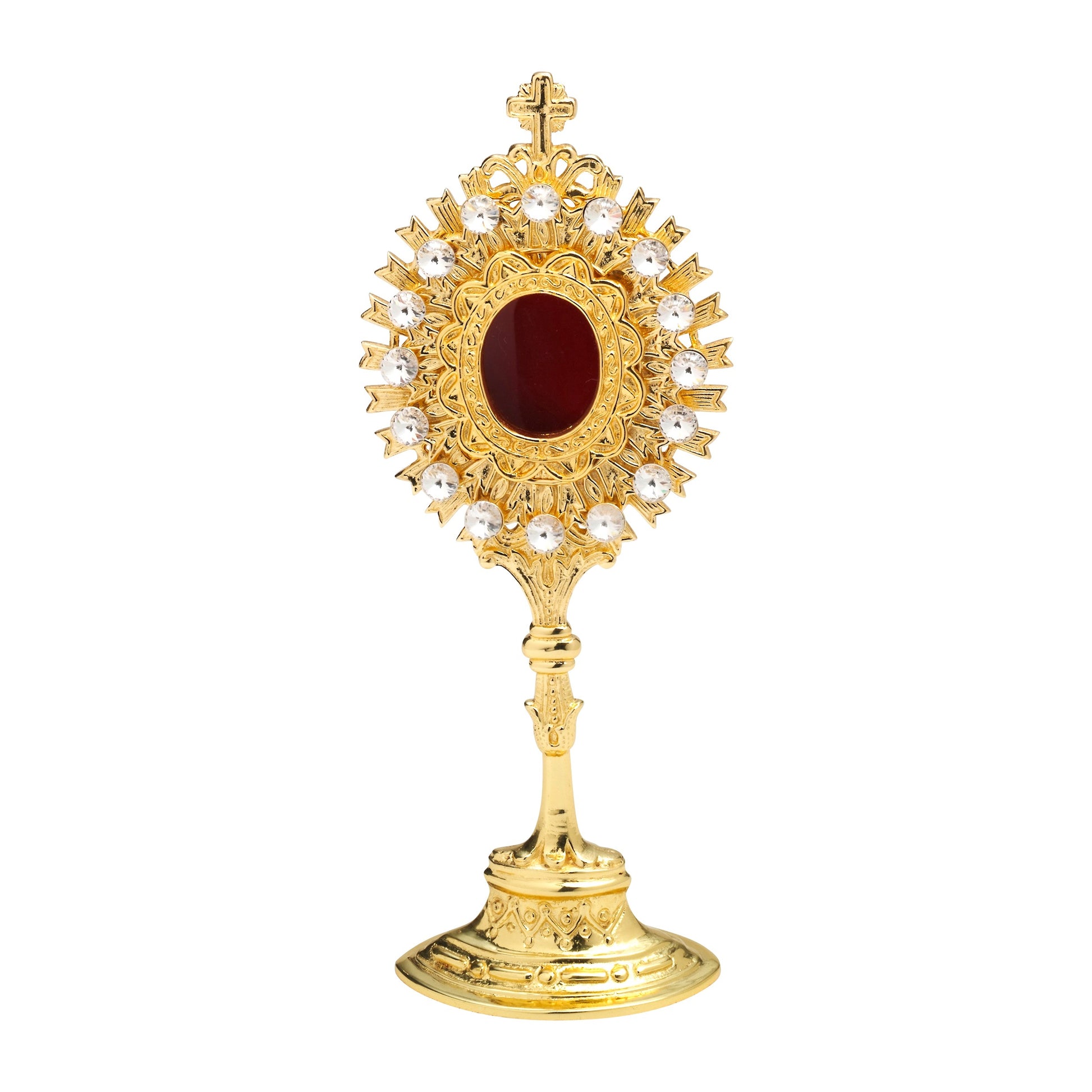 Reliquiario dorato con pietre H 20 cm