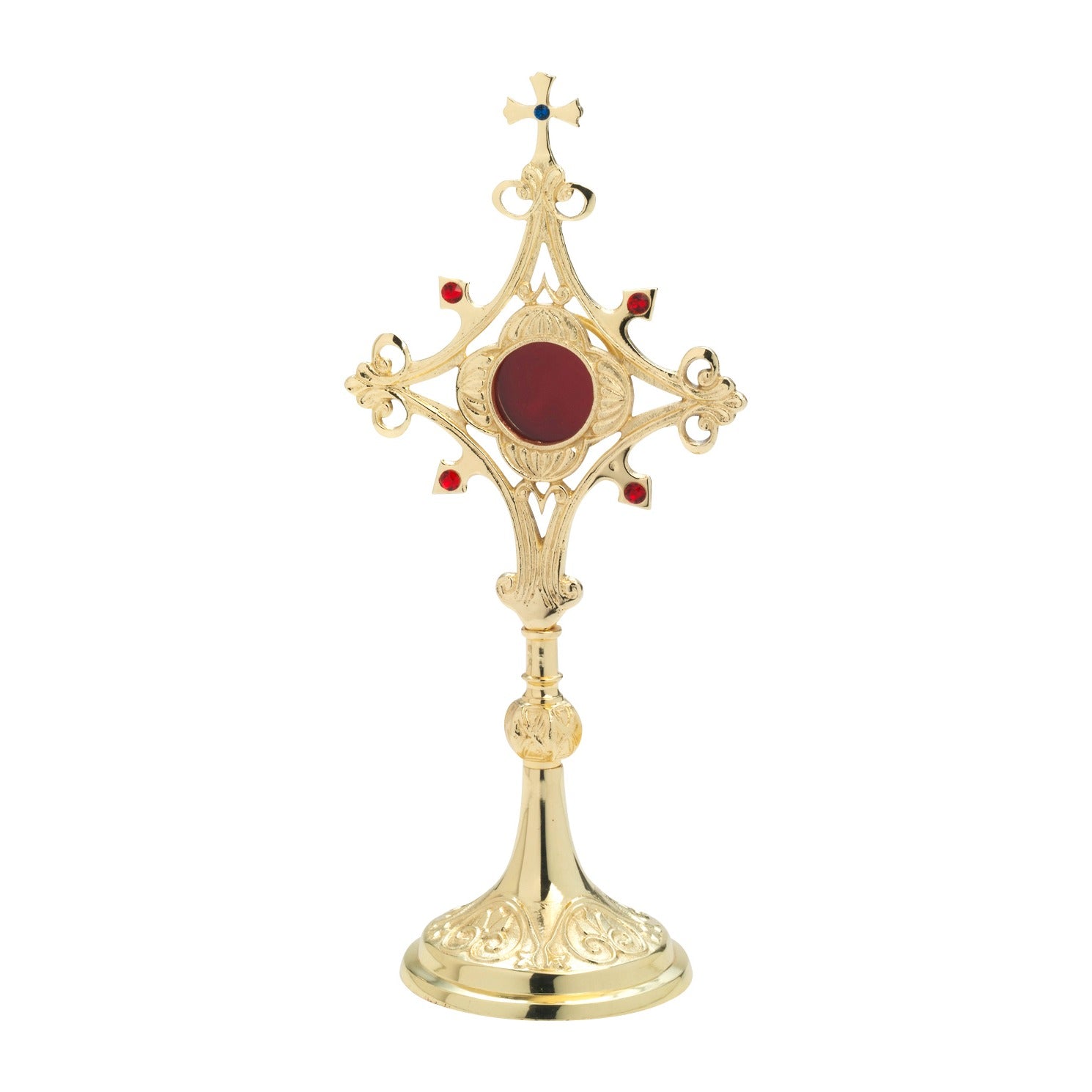 Reliquiario dorato con pietre H 30 cm