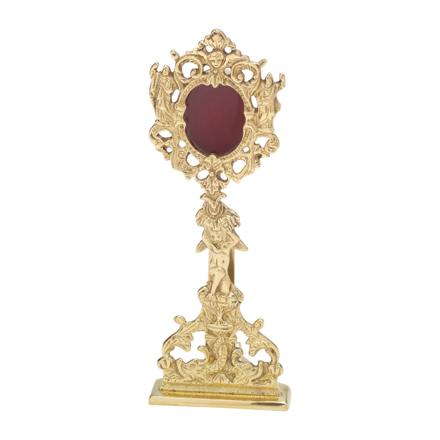 Reliquiario di ottone H 22 cm
