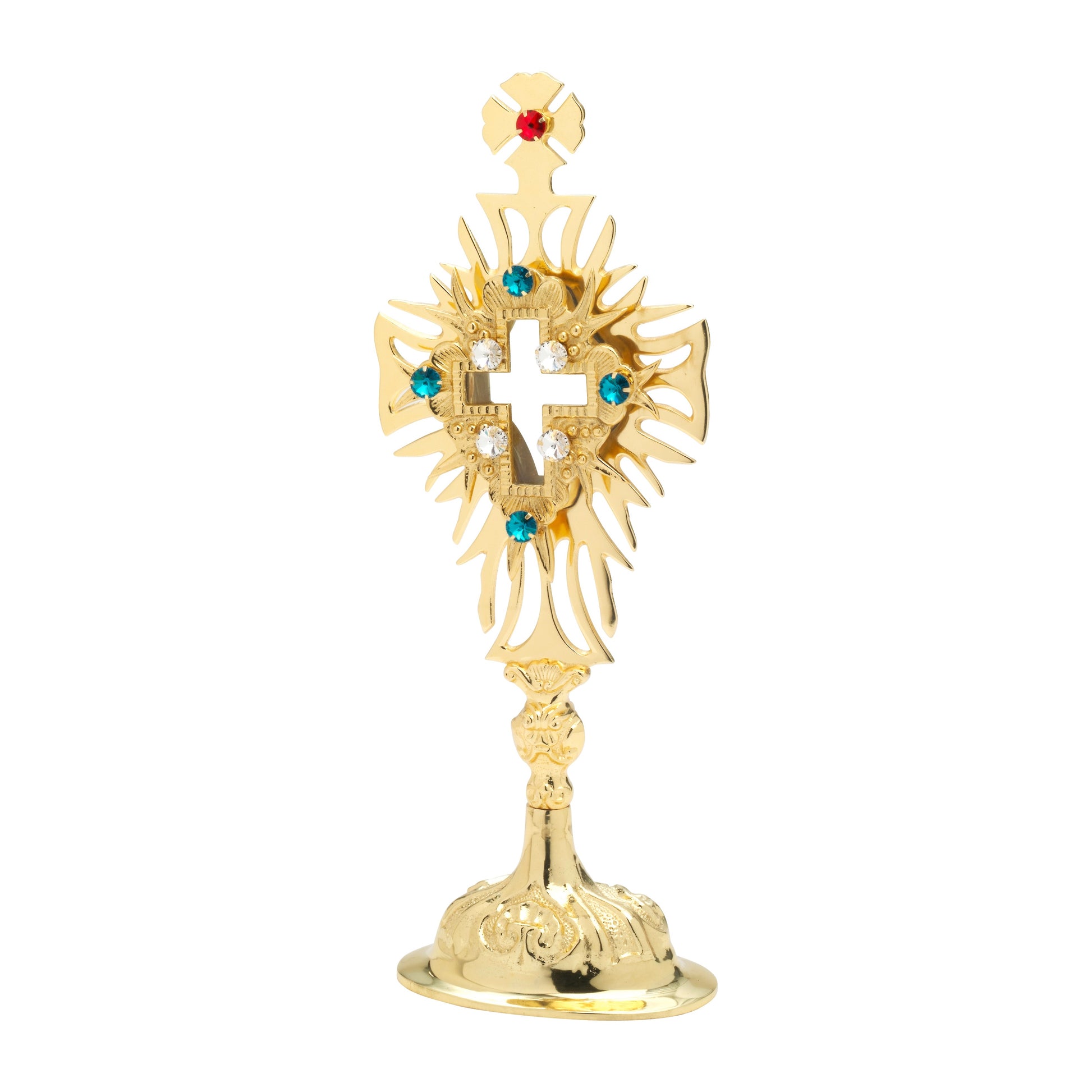 Reliquiario dorato con pietre H 30 cm