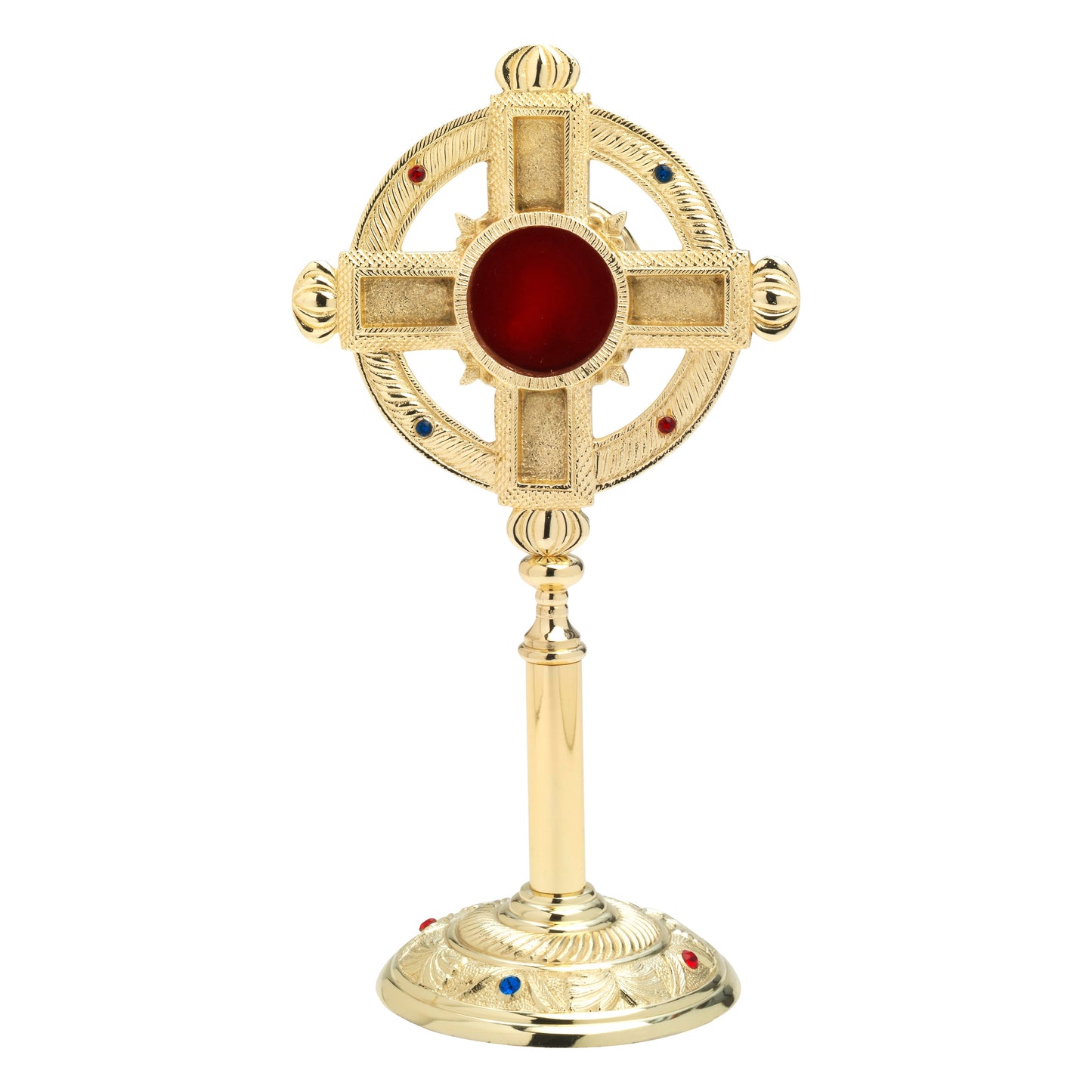 Reliquiario dorato con pietre H 32 cm