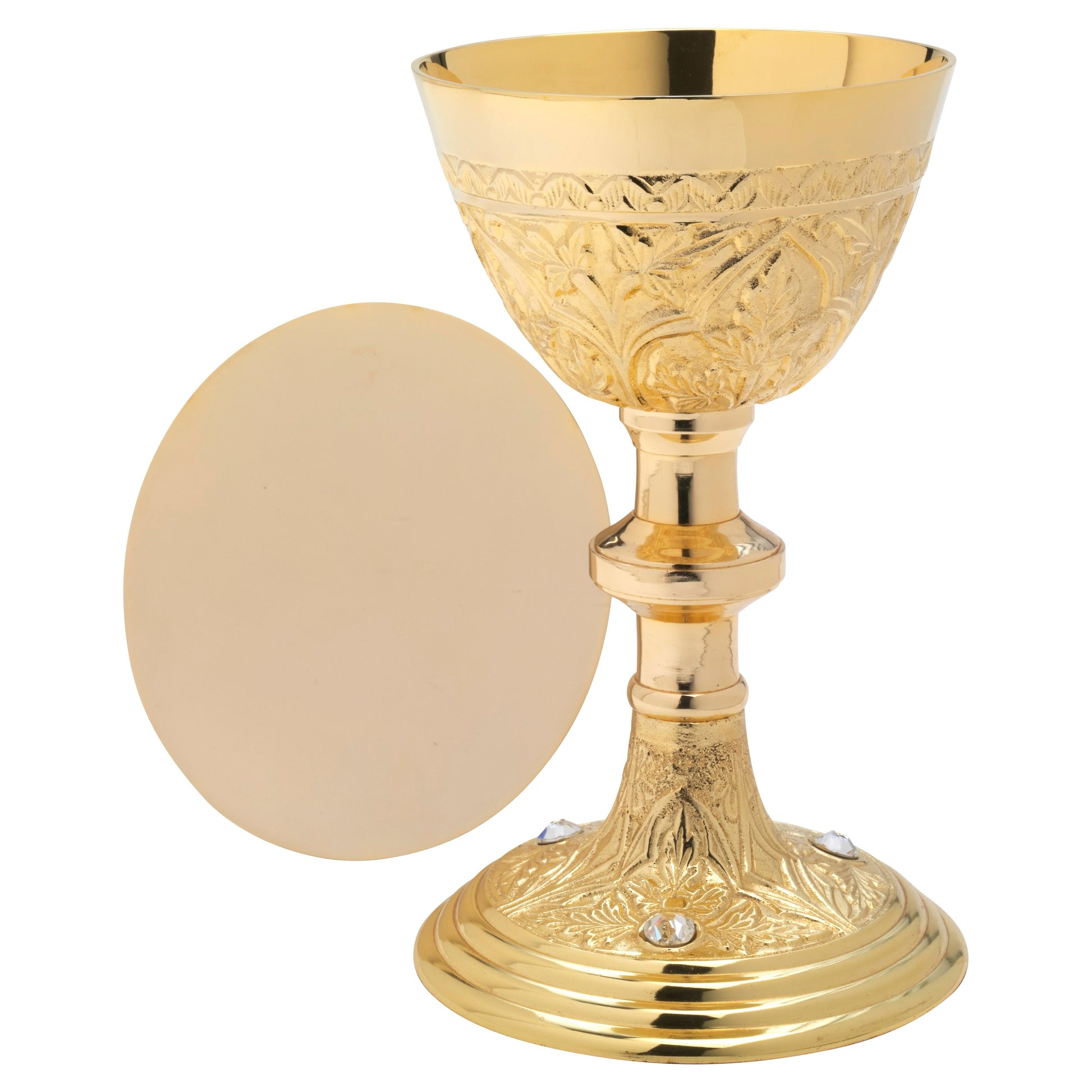 Calice con patena dorato H 22 cm
