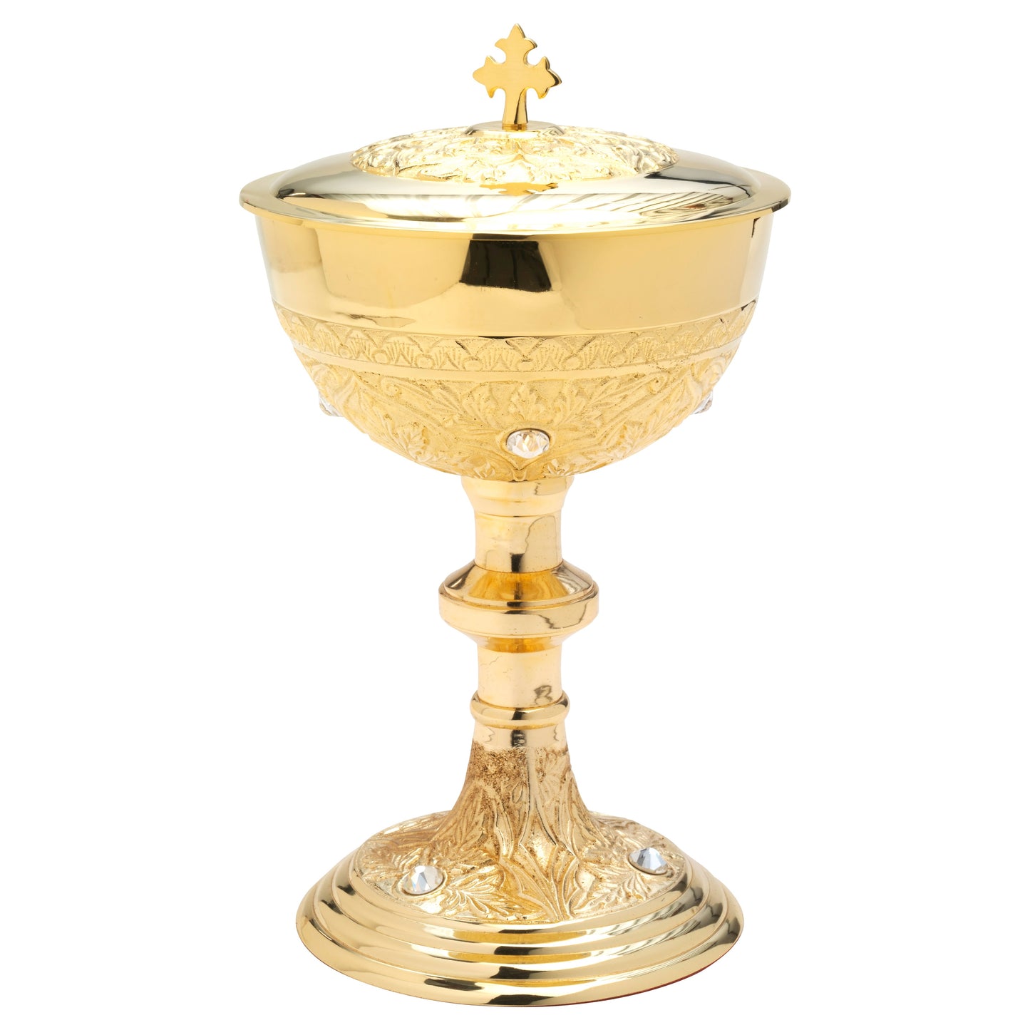 Pisside con pietre dorato H 25 cm