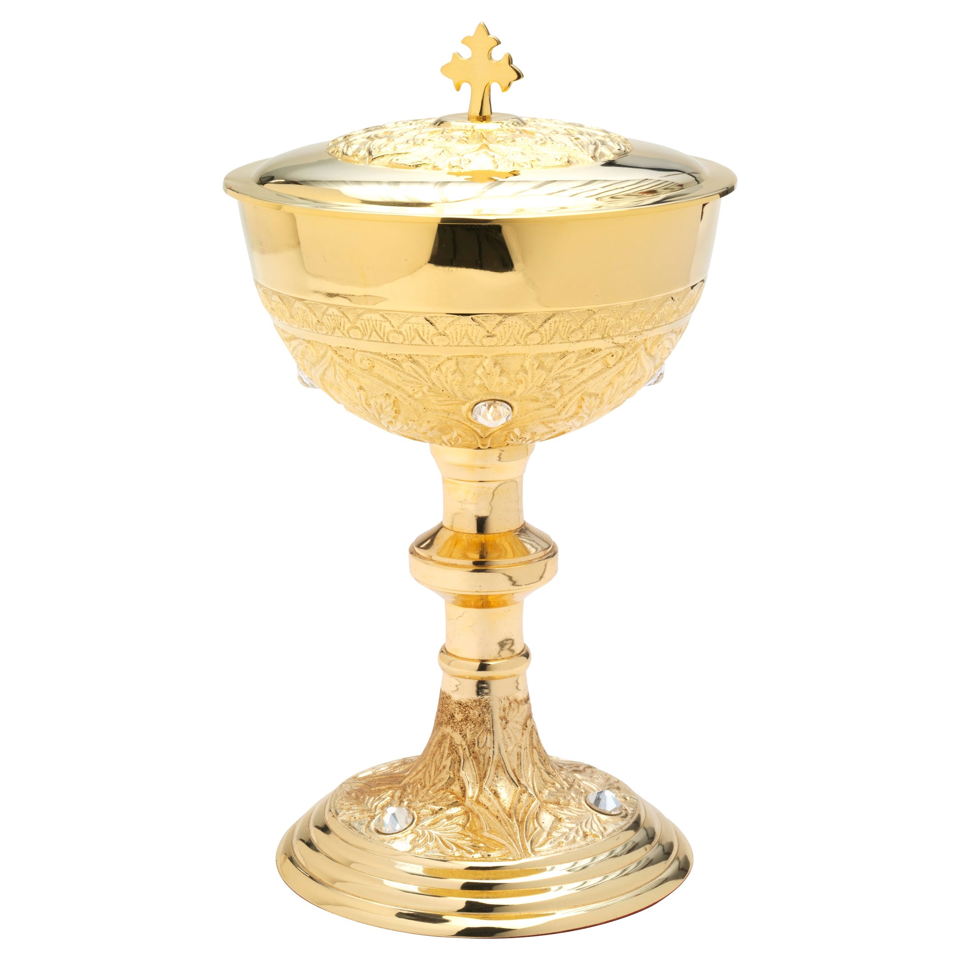 Pisside con pietre dorato H 25 cm
