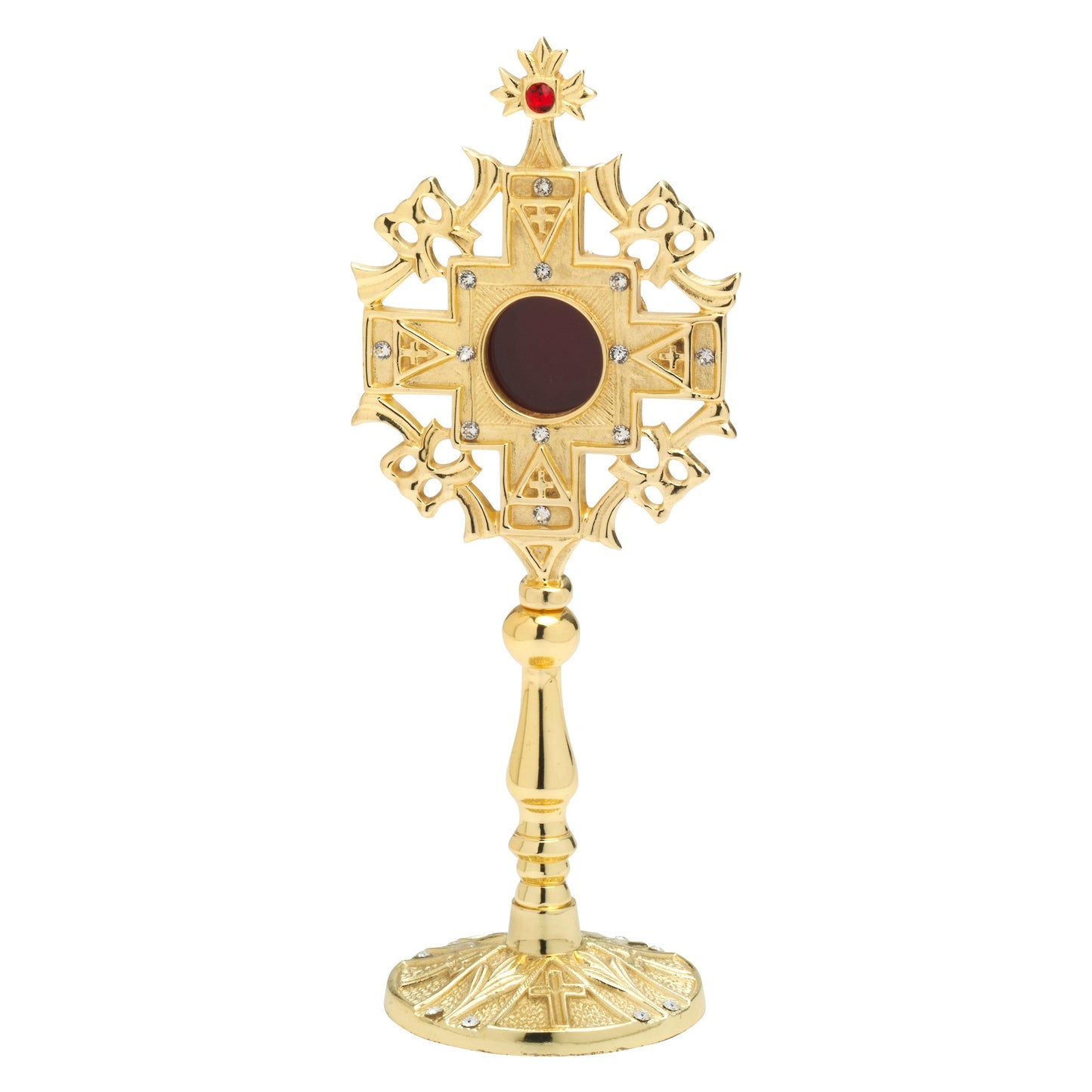 Reliquiario dorato con pietre H 23 cm
