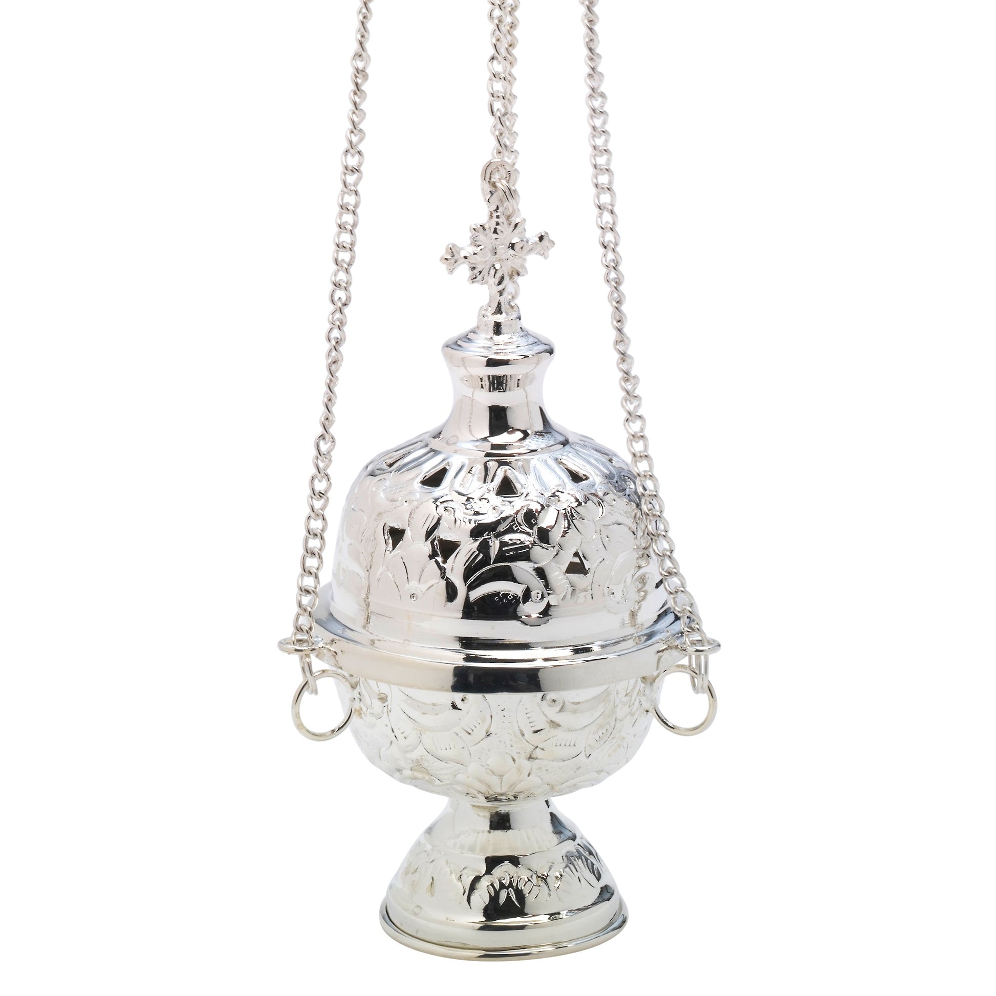 Turibolo placcato argento con croce H 18 cm