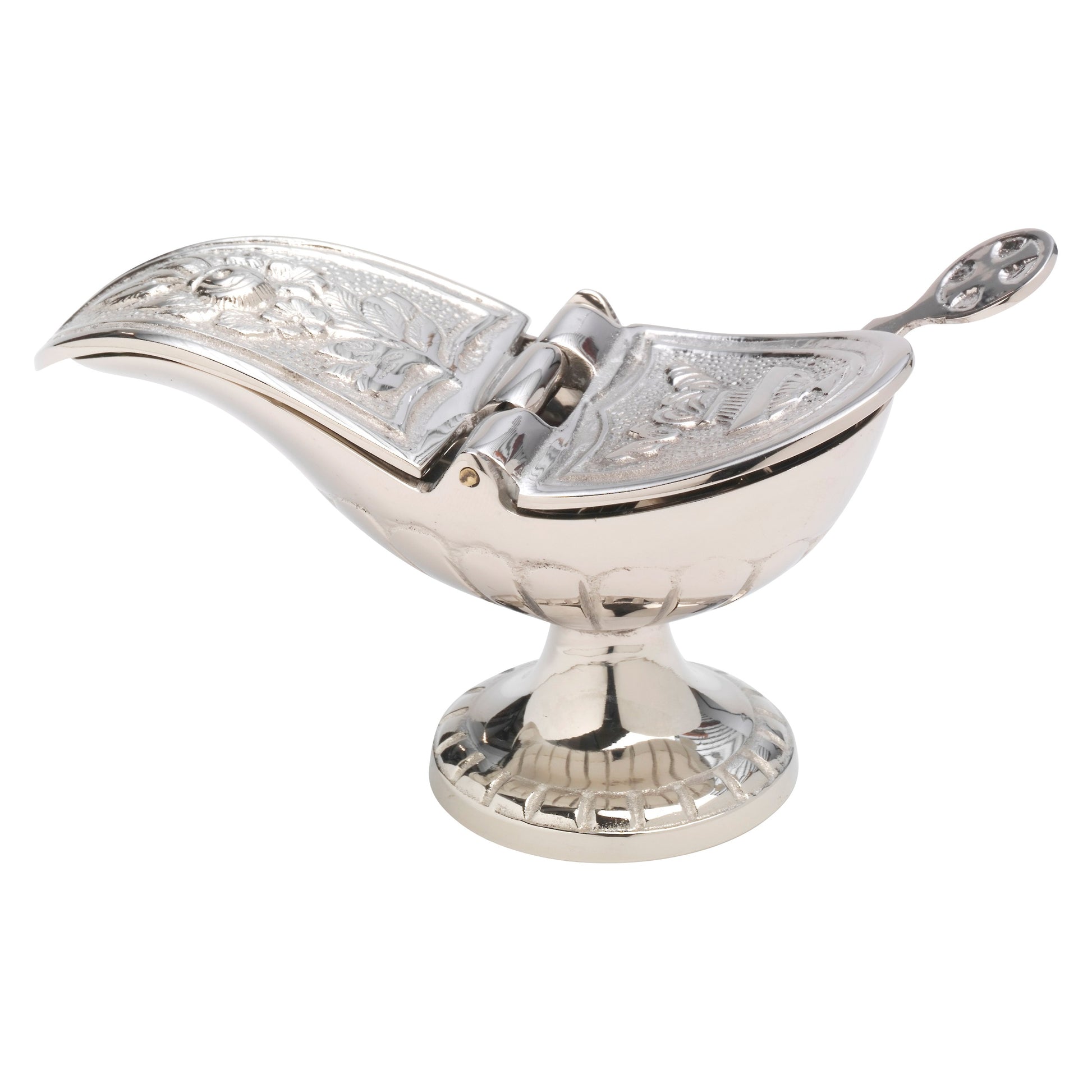 Navetta placcato nickel con cucchiaino L 13 H 7 cm