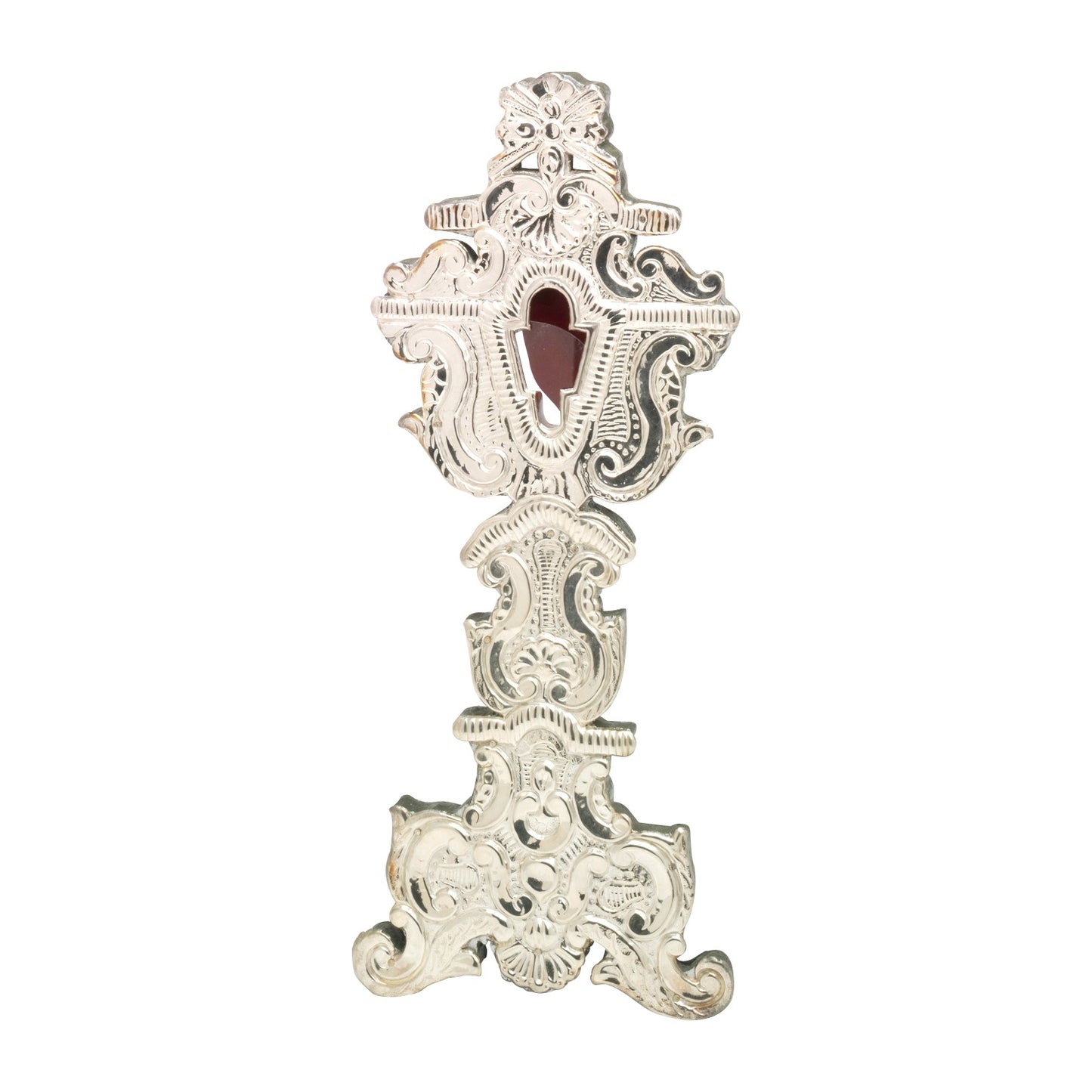 Reliquiario silverplate su legno H 40 cm