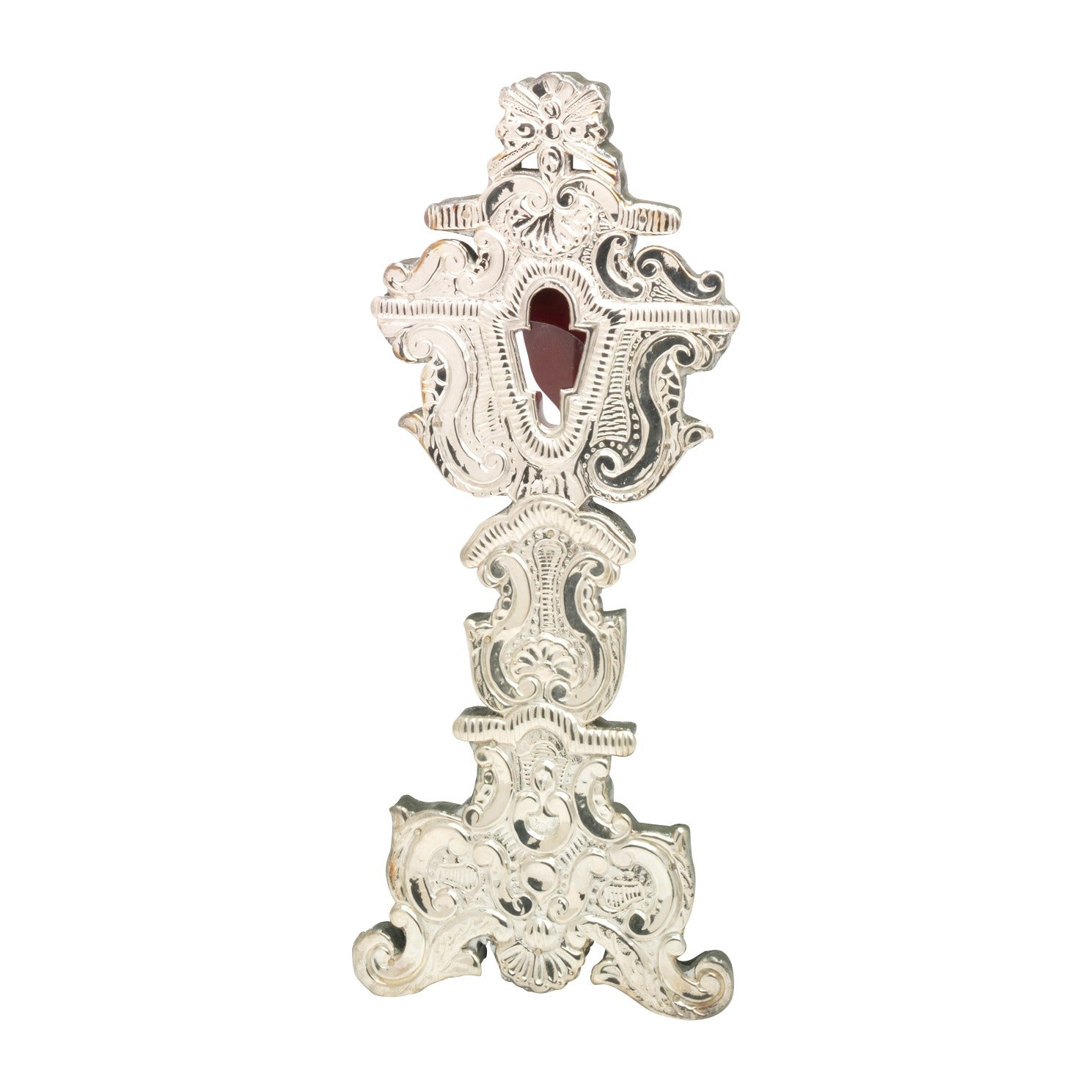 Reliquiario silverplate su legno H 40 cm