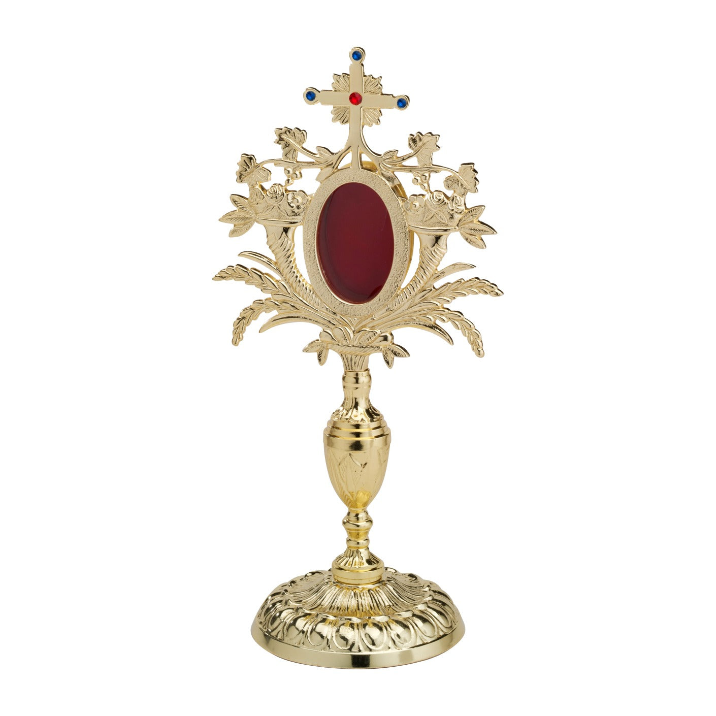 Reliquiario dorato con pietre H 33 cm