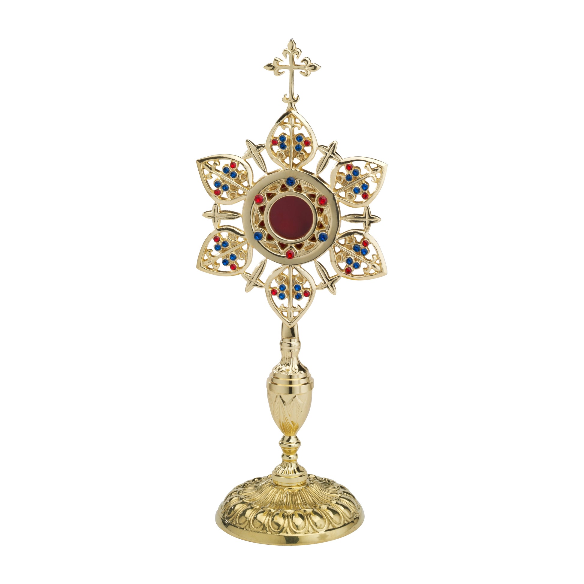 Reliquiario dorato con pietre H 39 cm