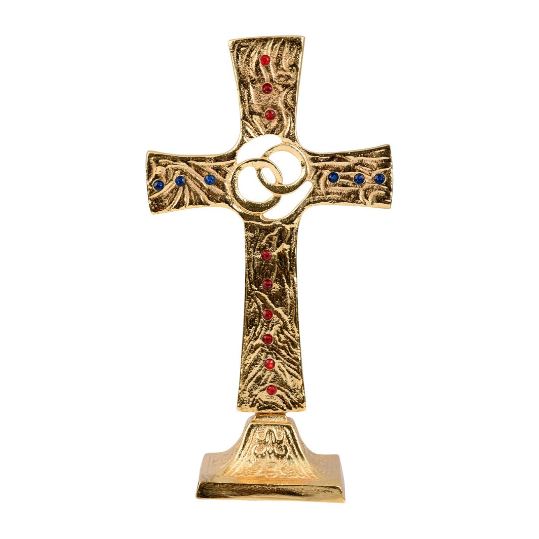Cruce di nozze, dorato con pietre H 25 cm