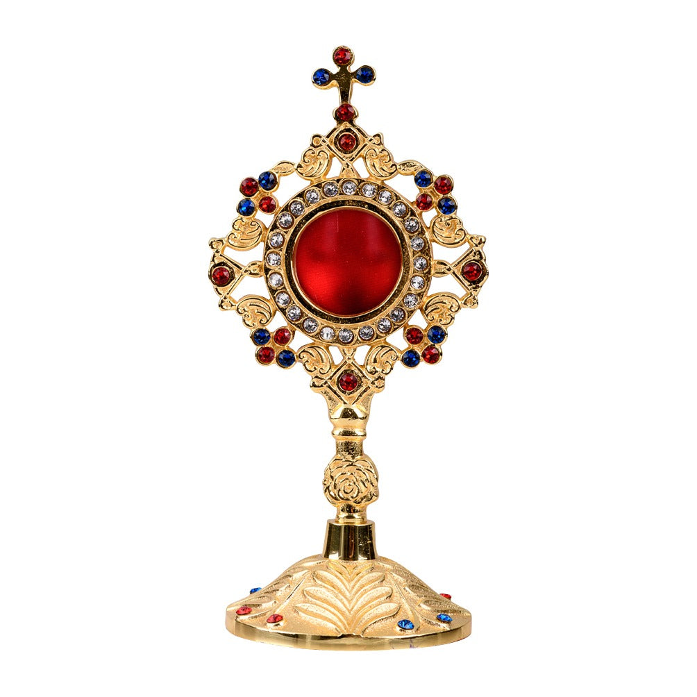 Reliquiario dorato con pietre H 20 cm