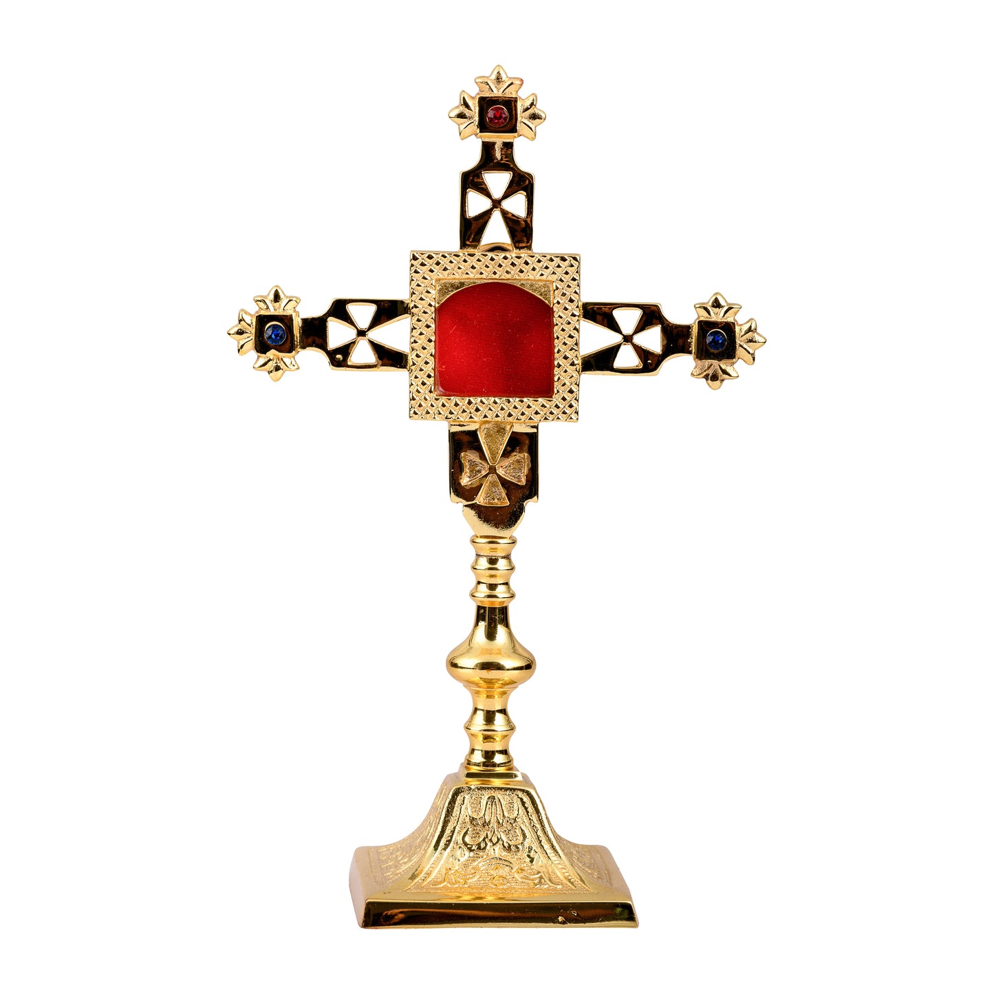 Reliquiario dorato con pietre H 25 cm