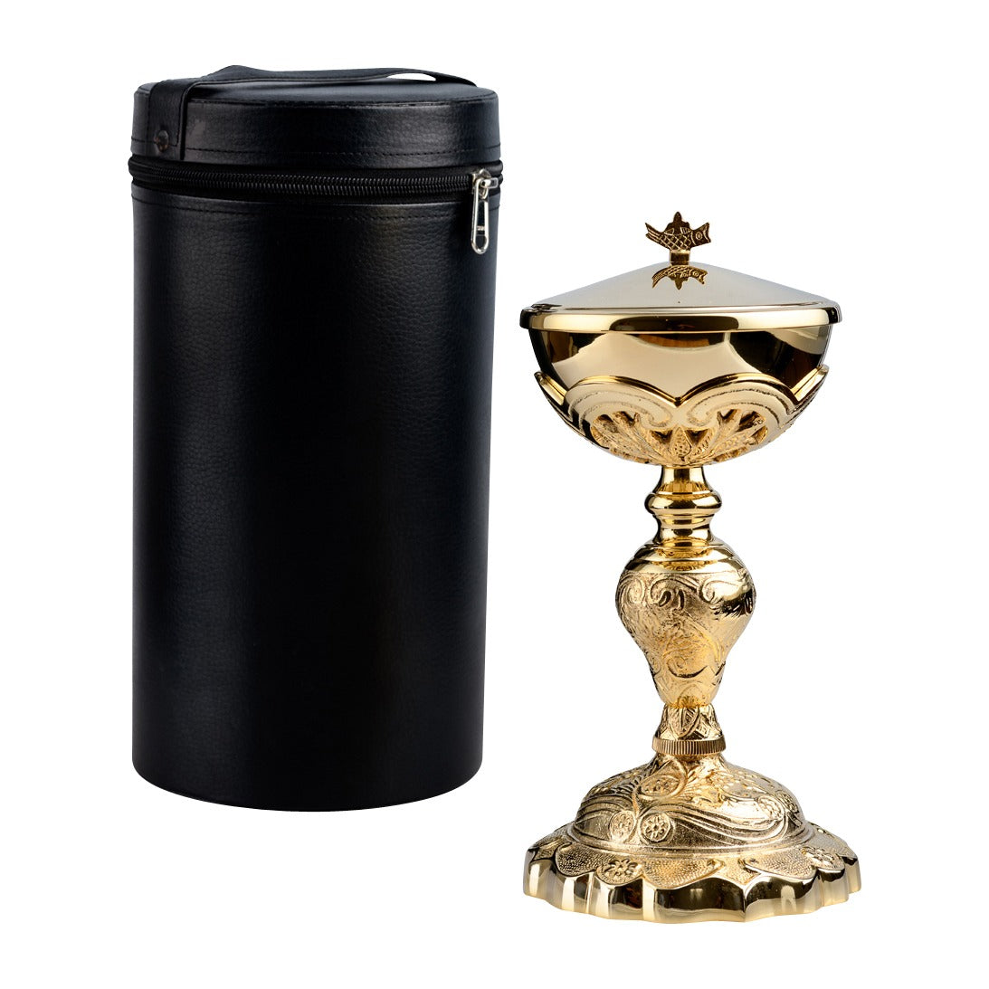 Pisside dorato H 27 cm con scatola