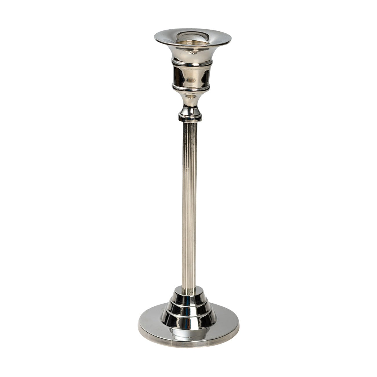 Portacandela placcato nickel H 20 cm