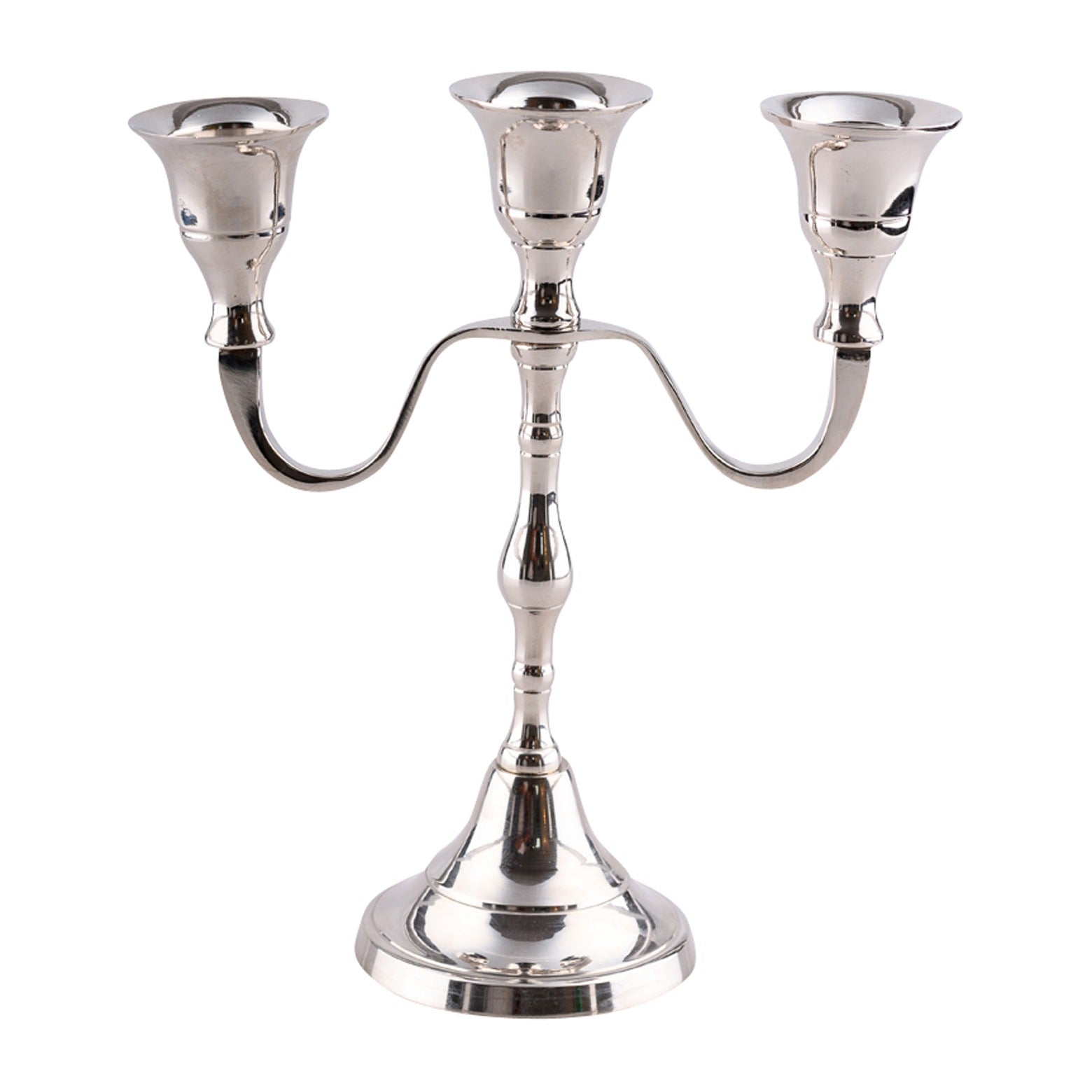 Portacandela placcato nickel H 18 cm